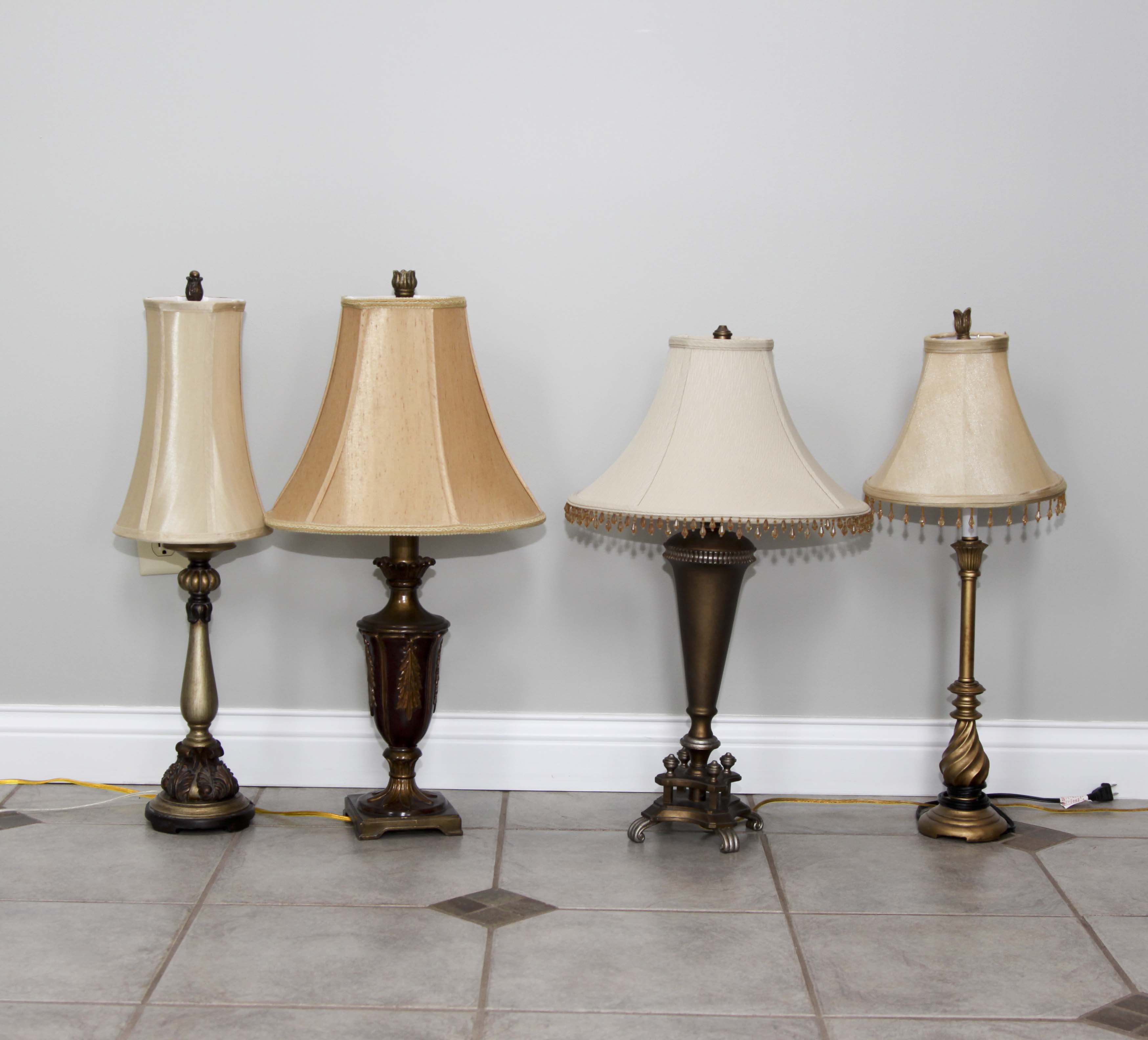 Four Accent Lamps with Neutral Shades