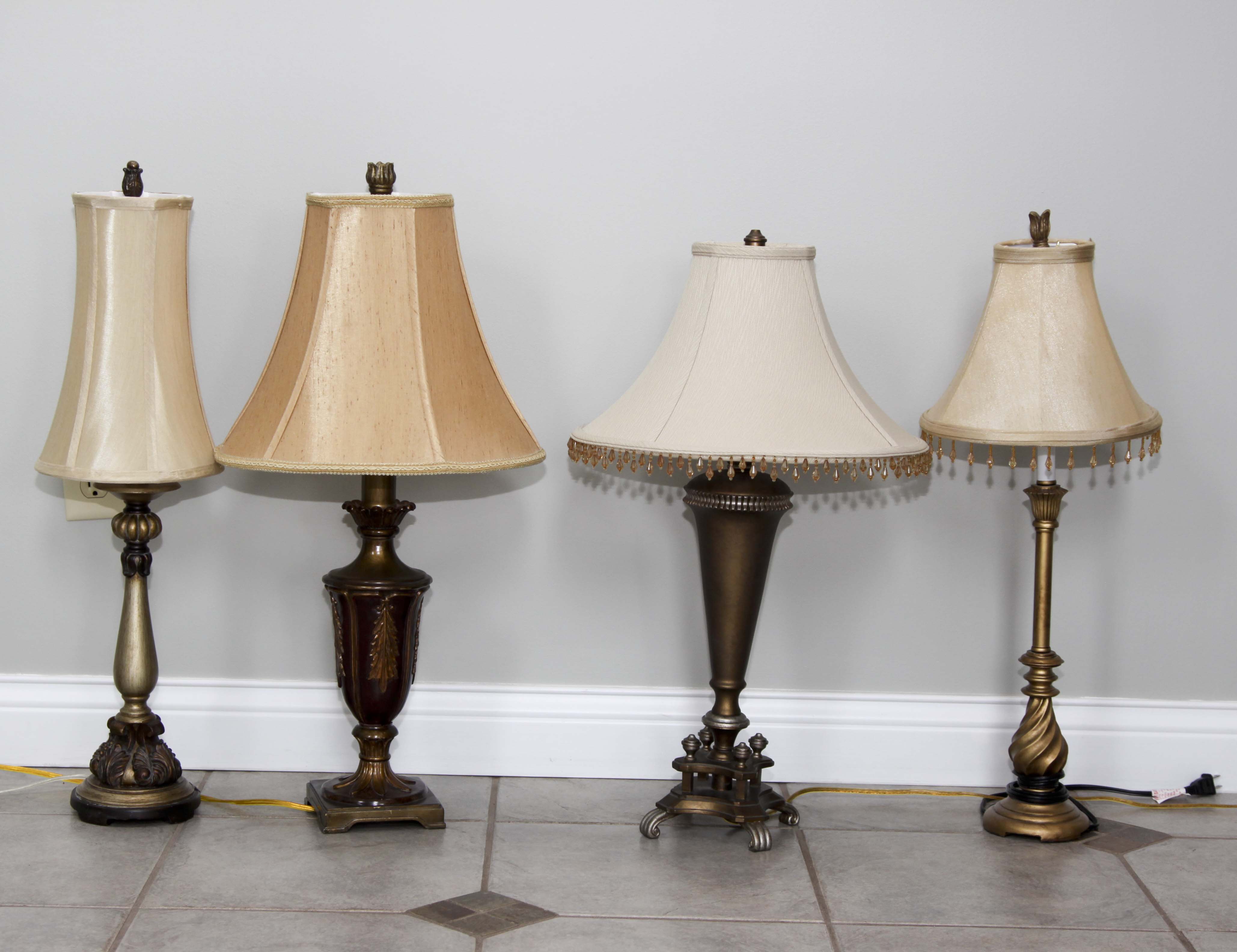 Four Accent Lamps with Neutral Shades