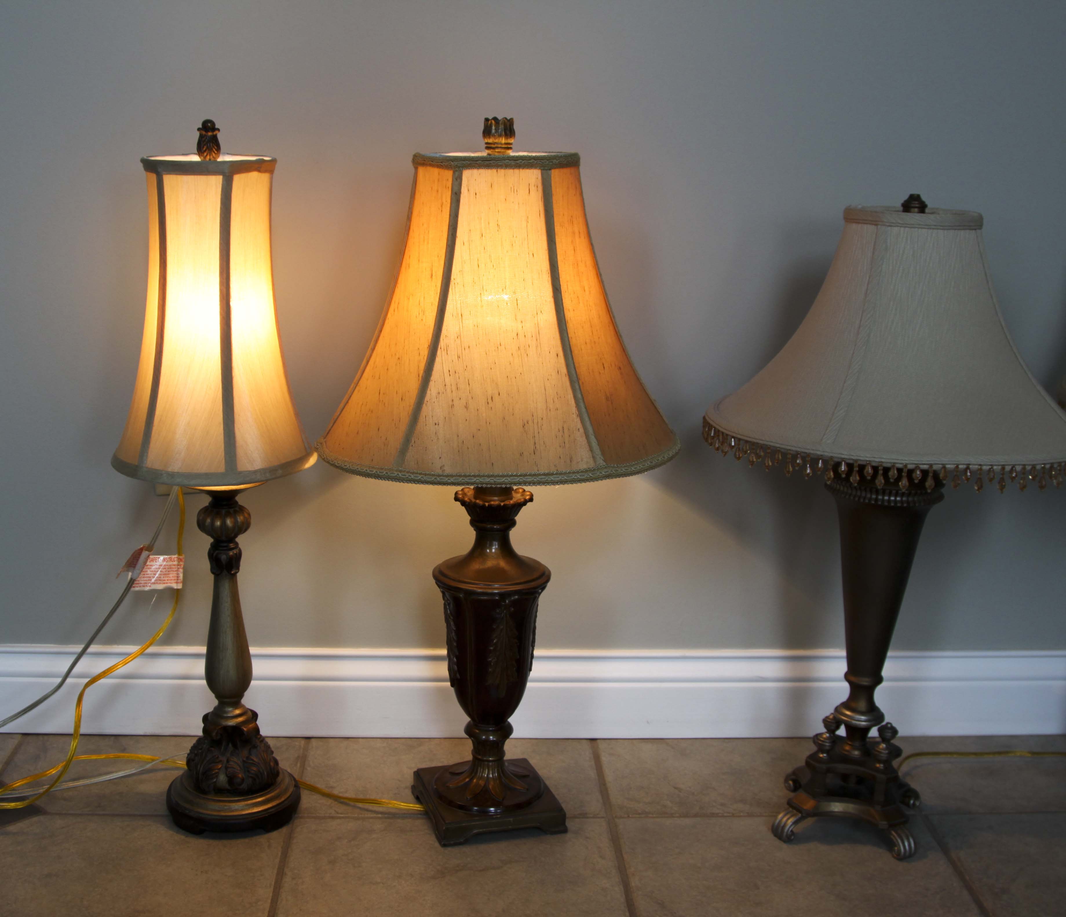 Four Accent Lamps with Neutral Shades