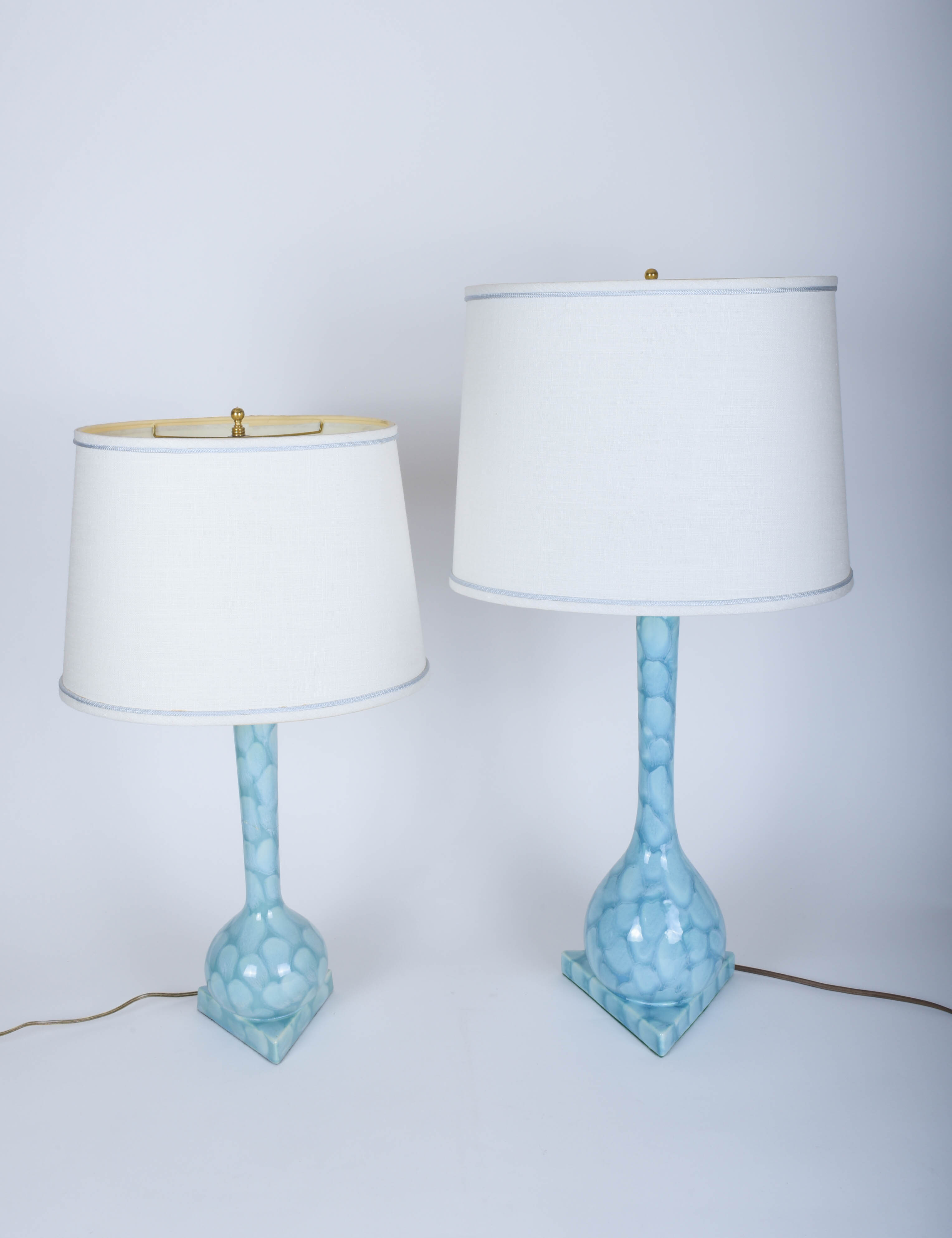 Pair of Vintage Blue Lamps
