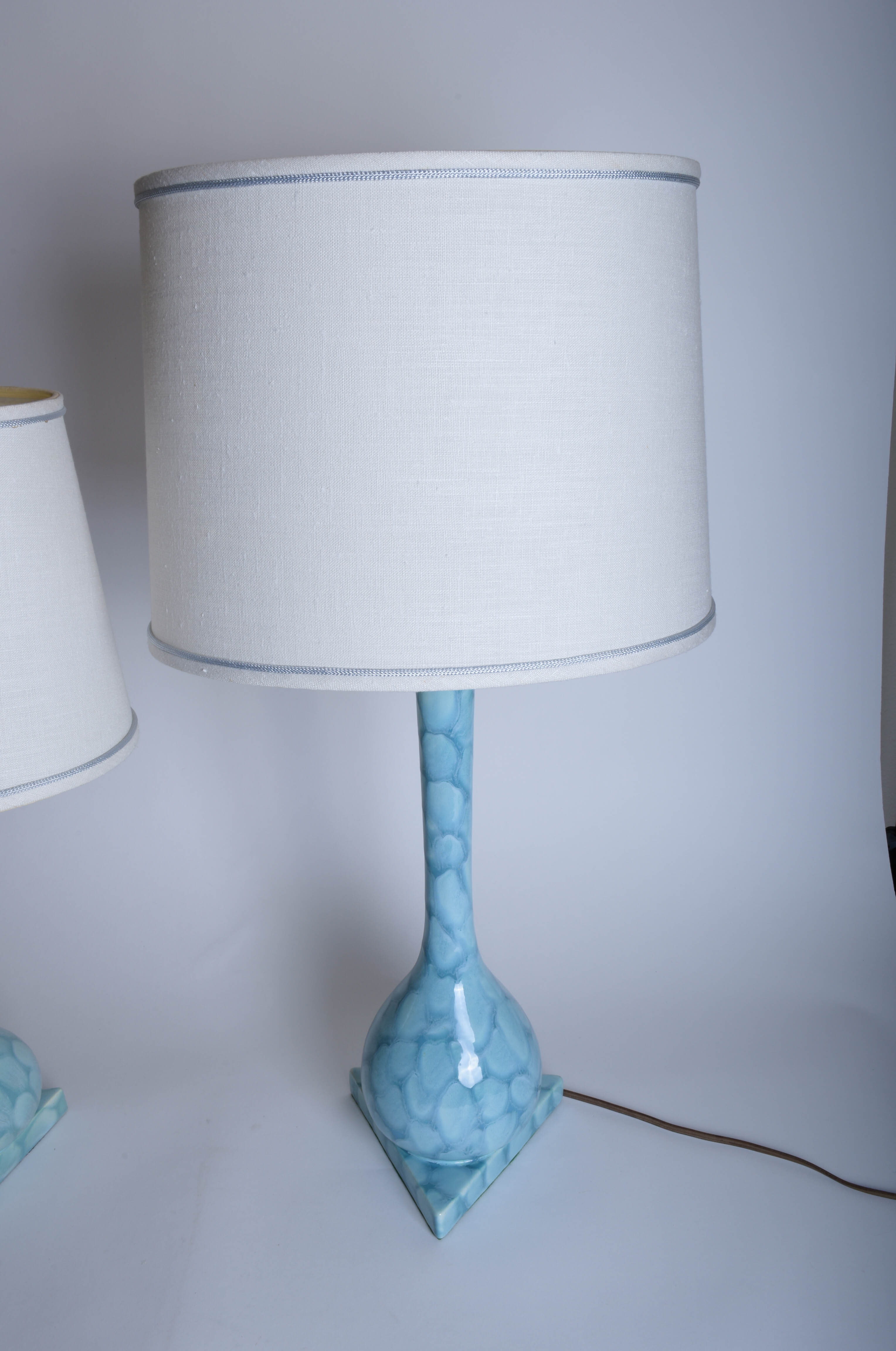 Pair of Vintage Blue Lamps