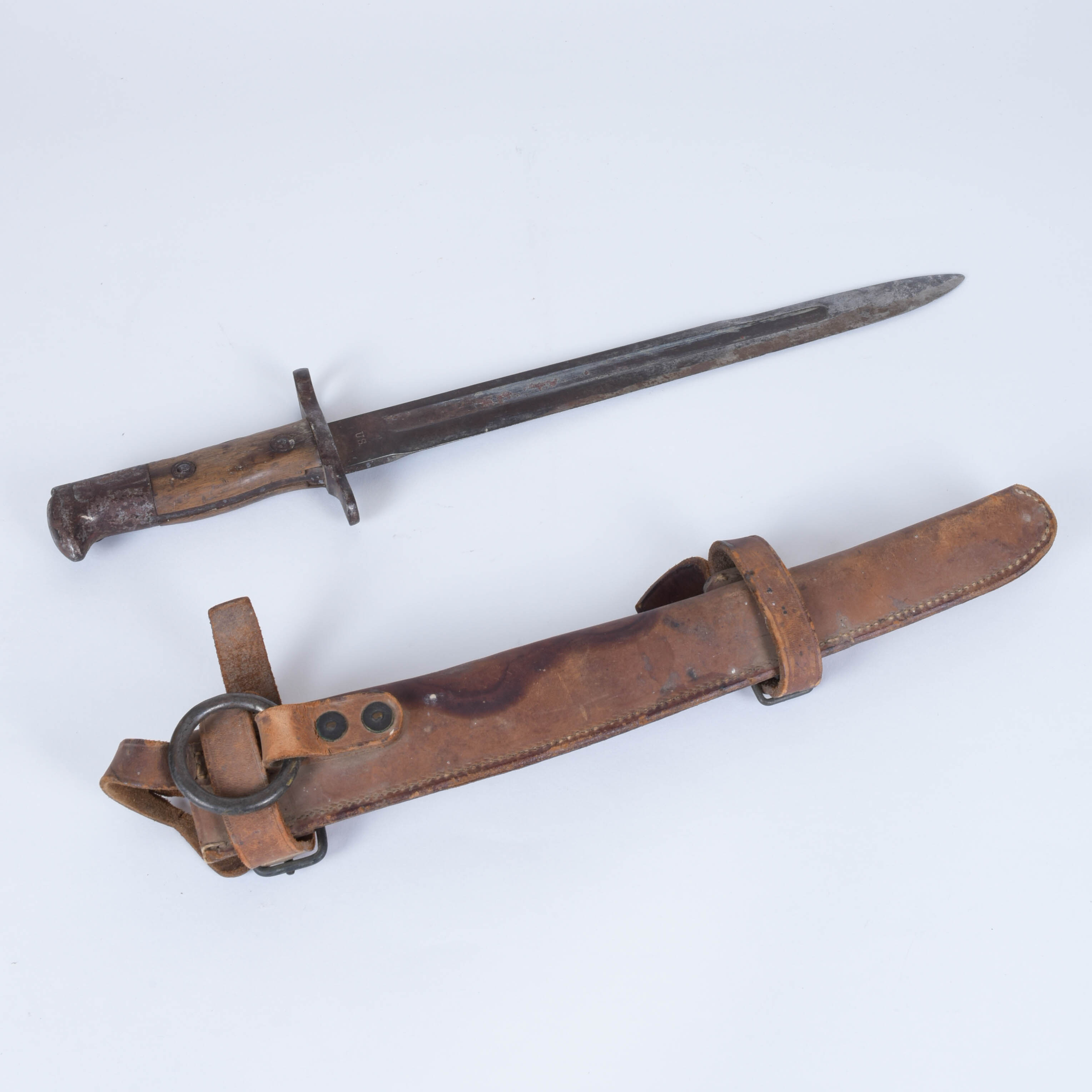 Circa WWI U.S. Bayonet With Leather Scabbard