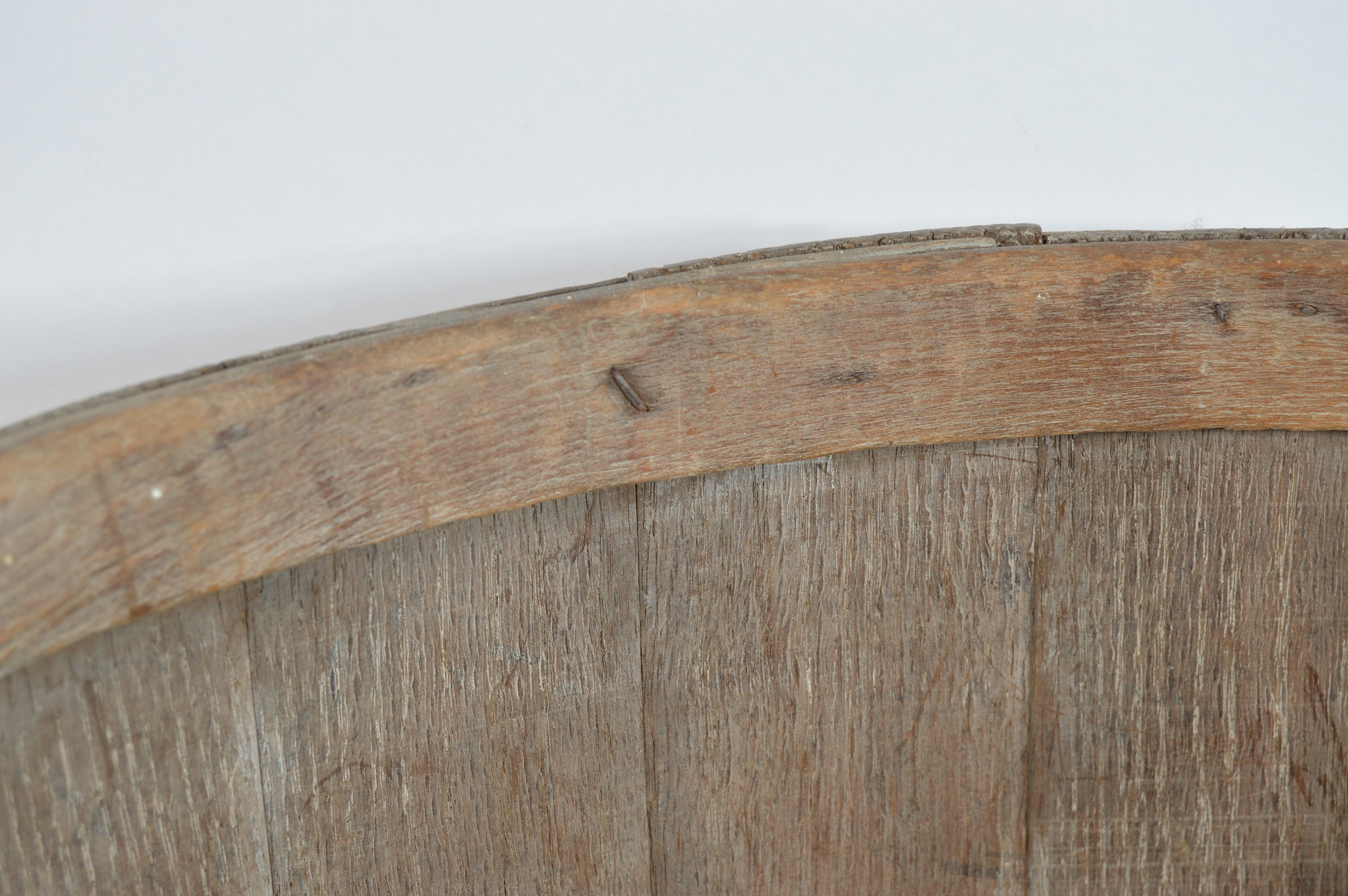 Vintage Half Round Split Wood Apple Basket with Two Handles