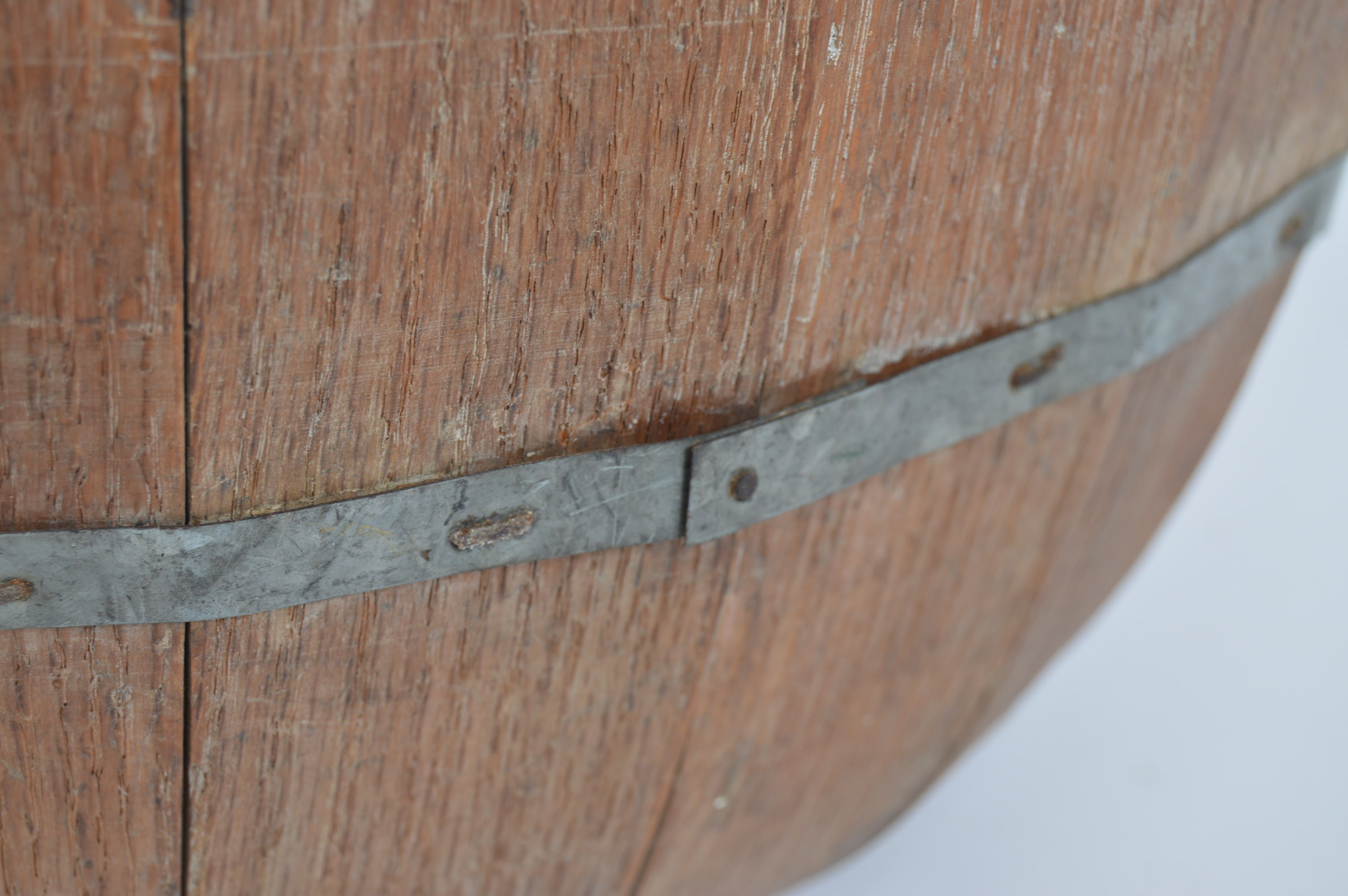 Vintage Half Round Split Wood Apple Basket with Two Handles