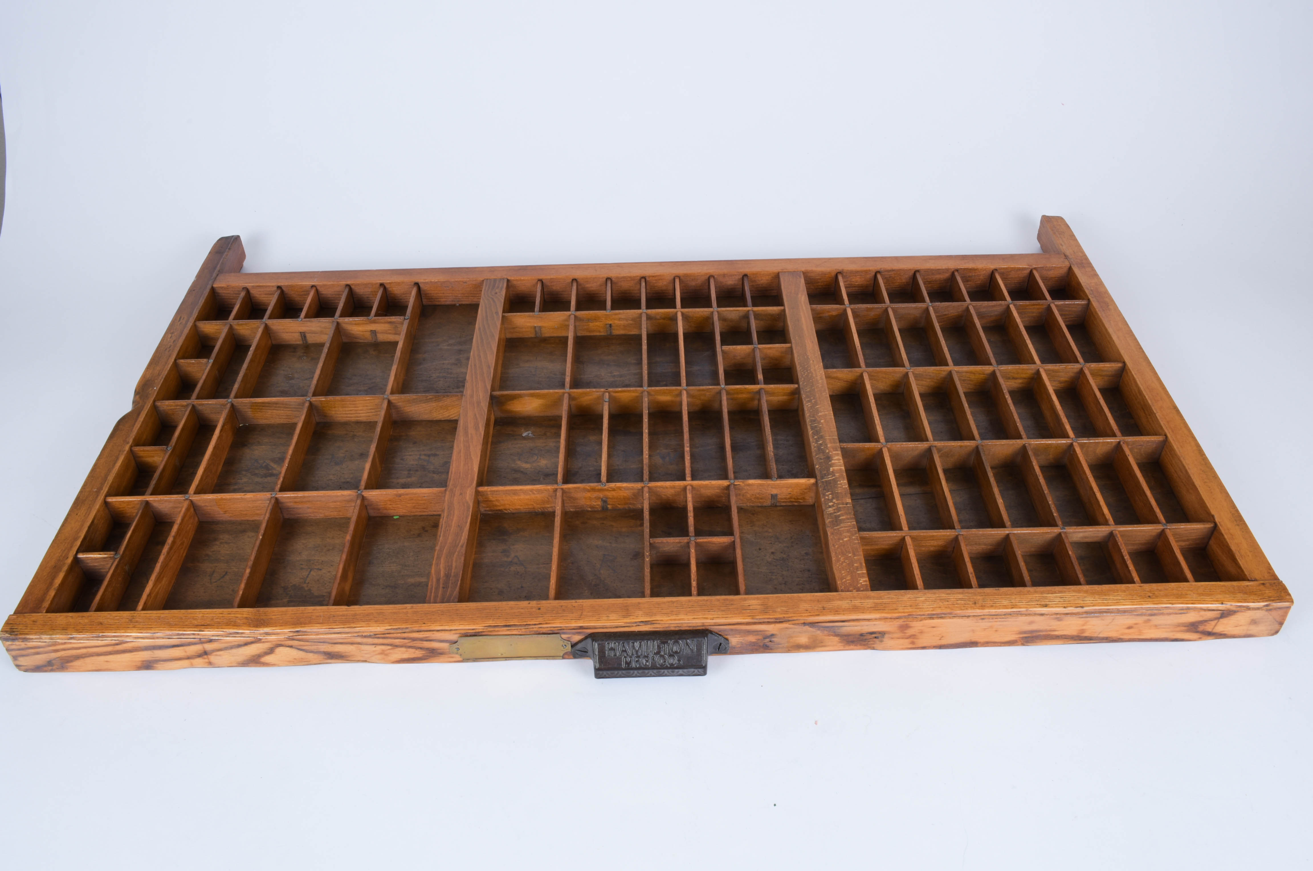 Pair of Antique Printer's Trays with Miniatures