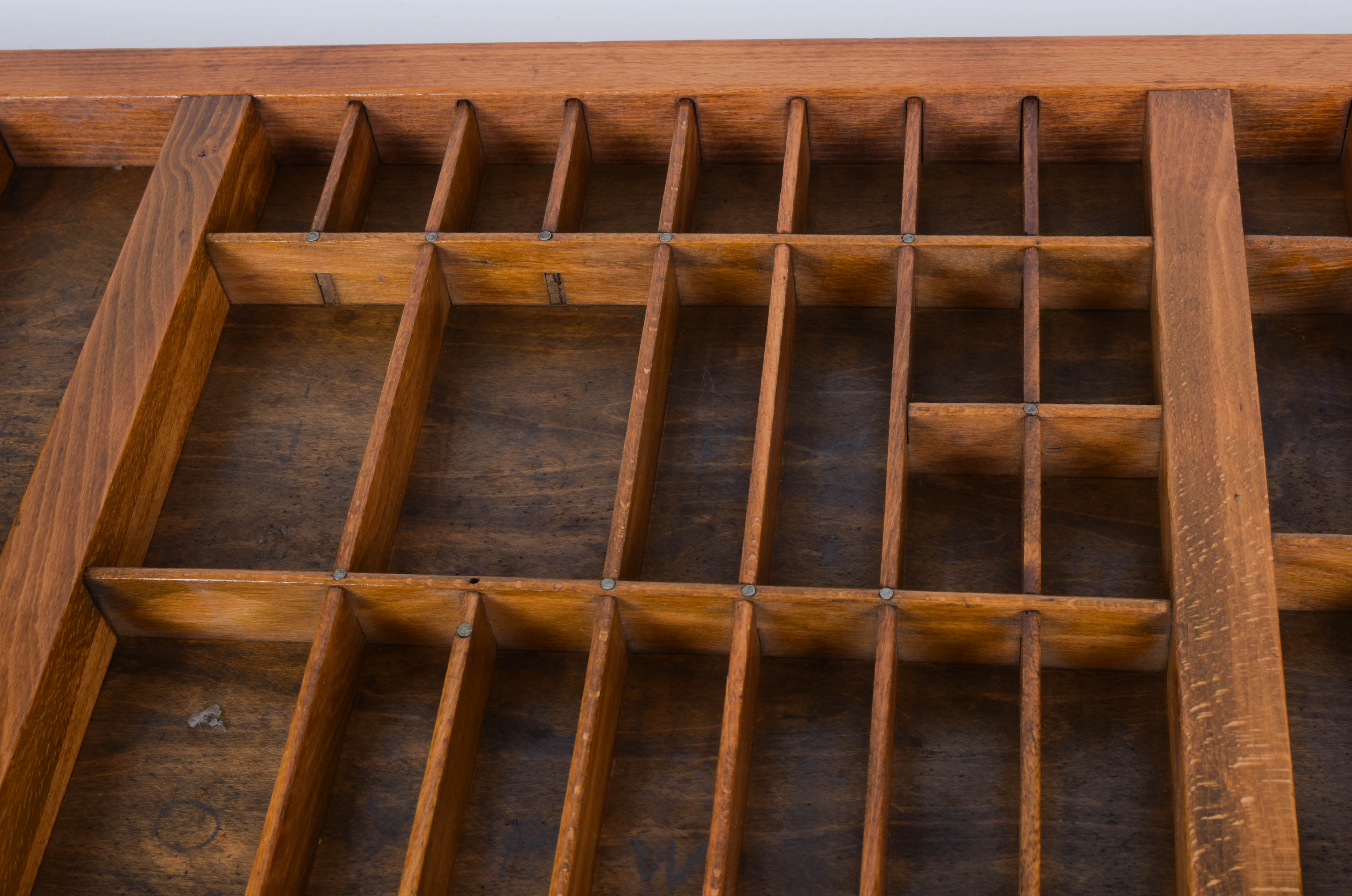 Pair of Antique Printer's Trays with Miniatures