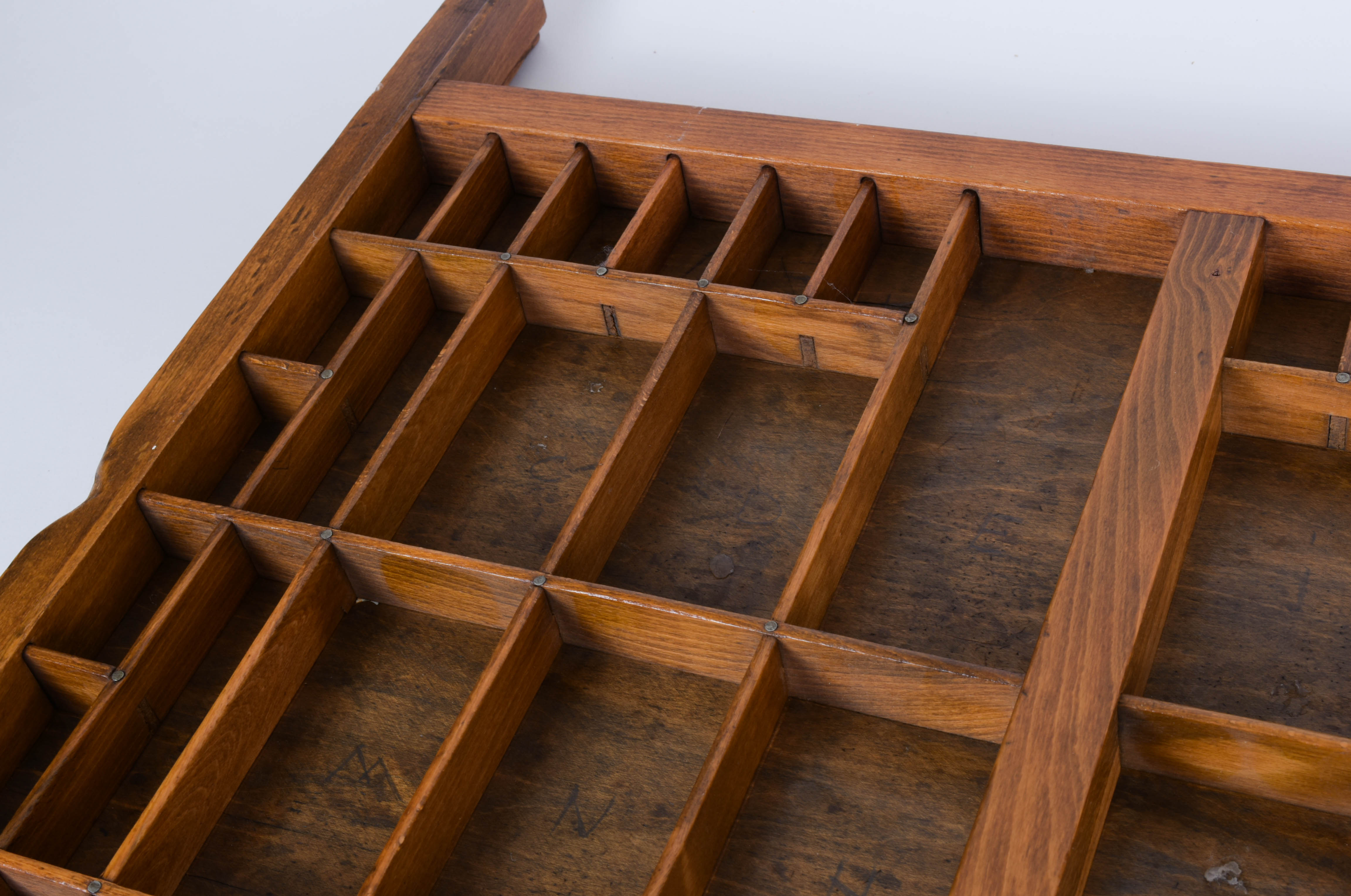 Pair of Antique Printer's Trays with Miniatures