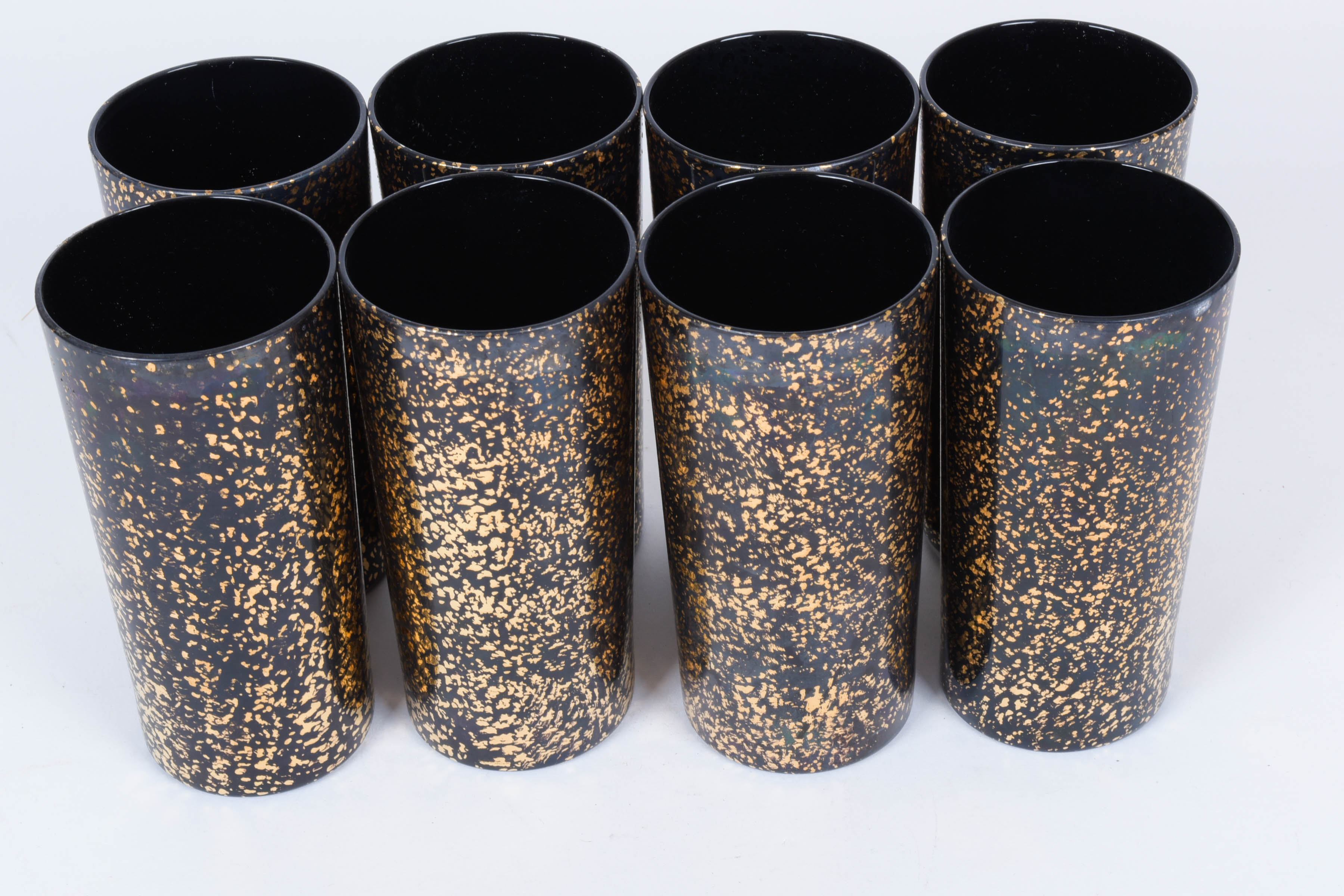 Set of Black and Gold Mid-Century Modern Glassware