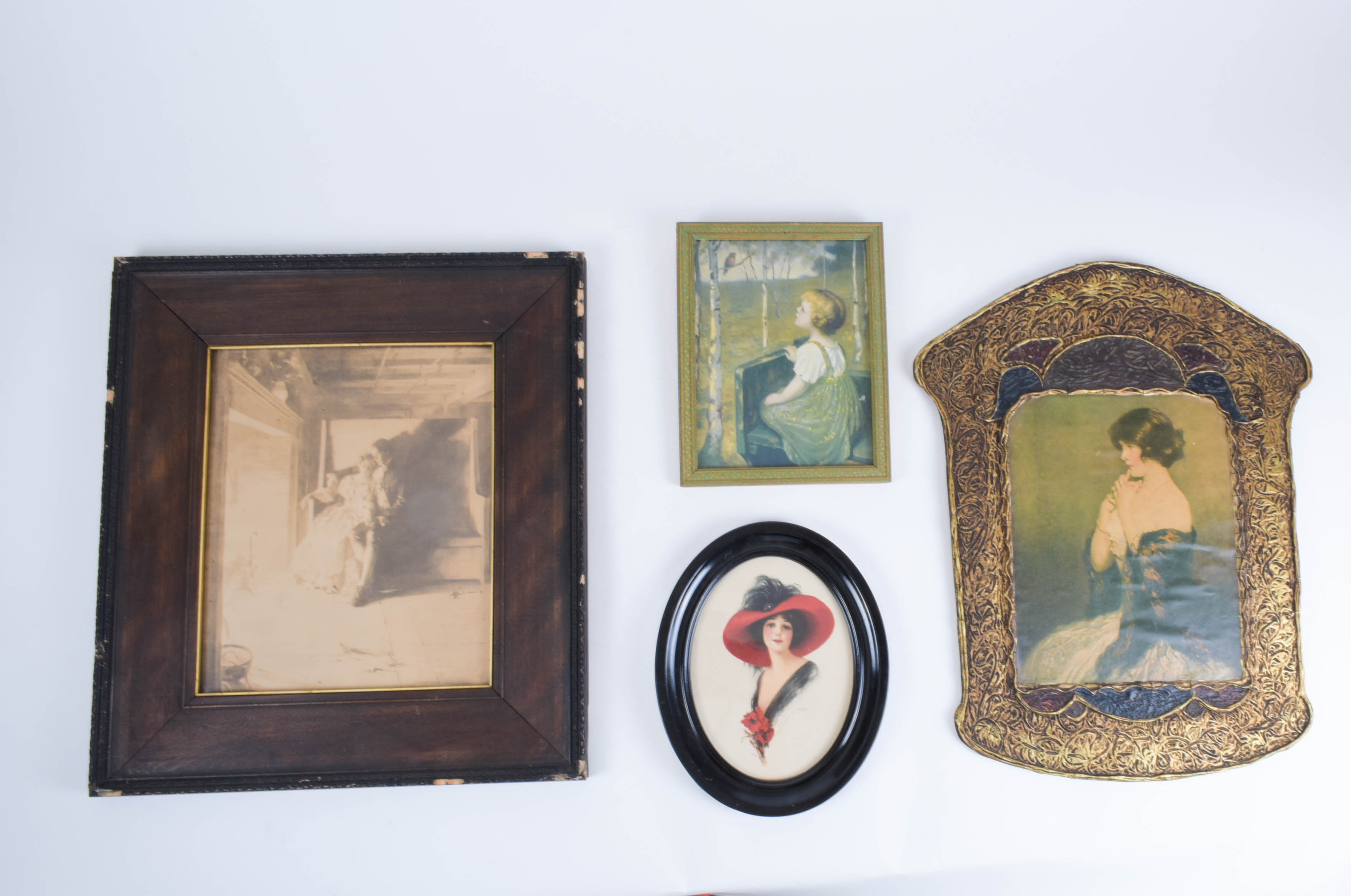 Vintage Framed Art Featuring Women and Children