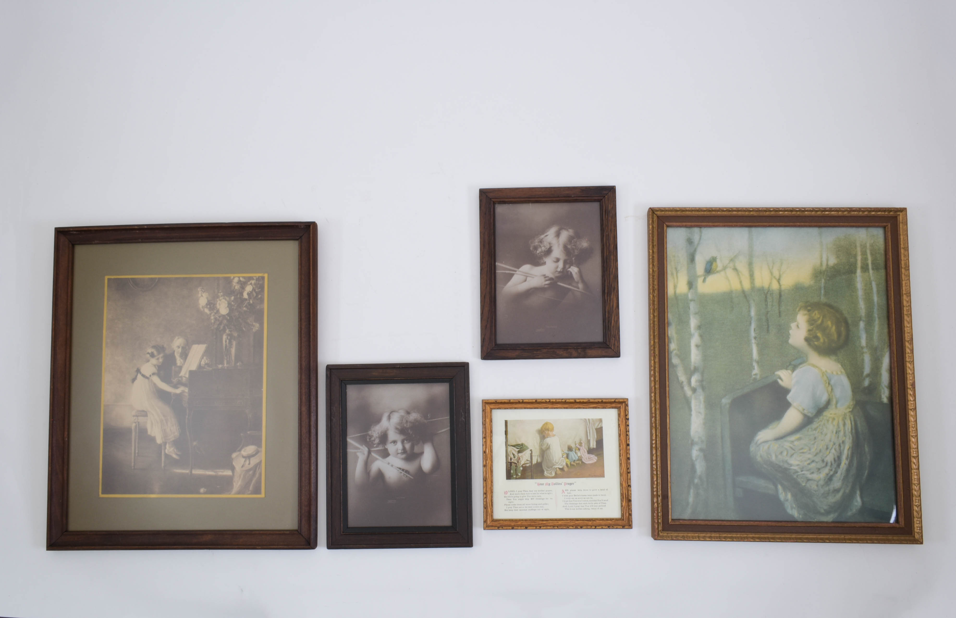 Vintage Framed Art Featuring Women and Children