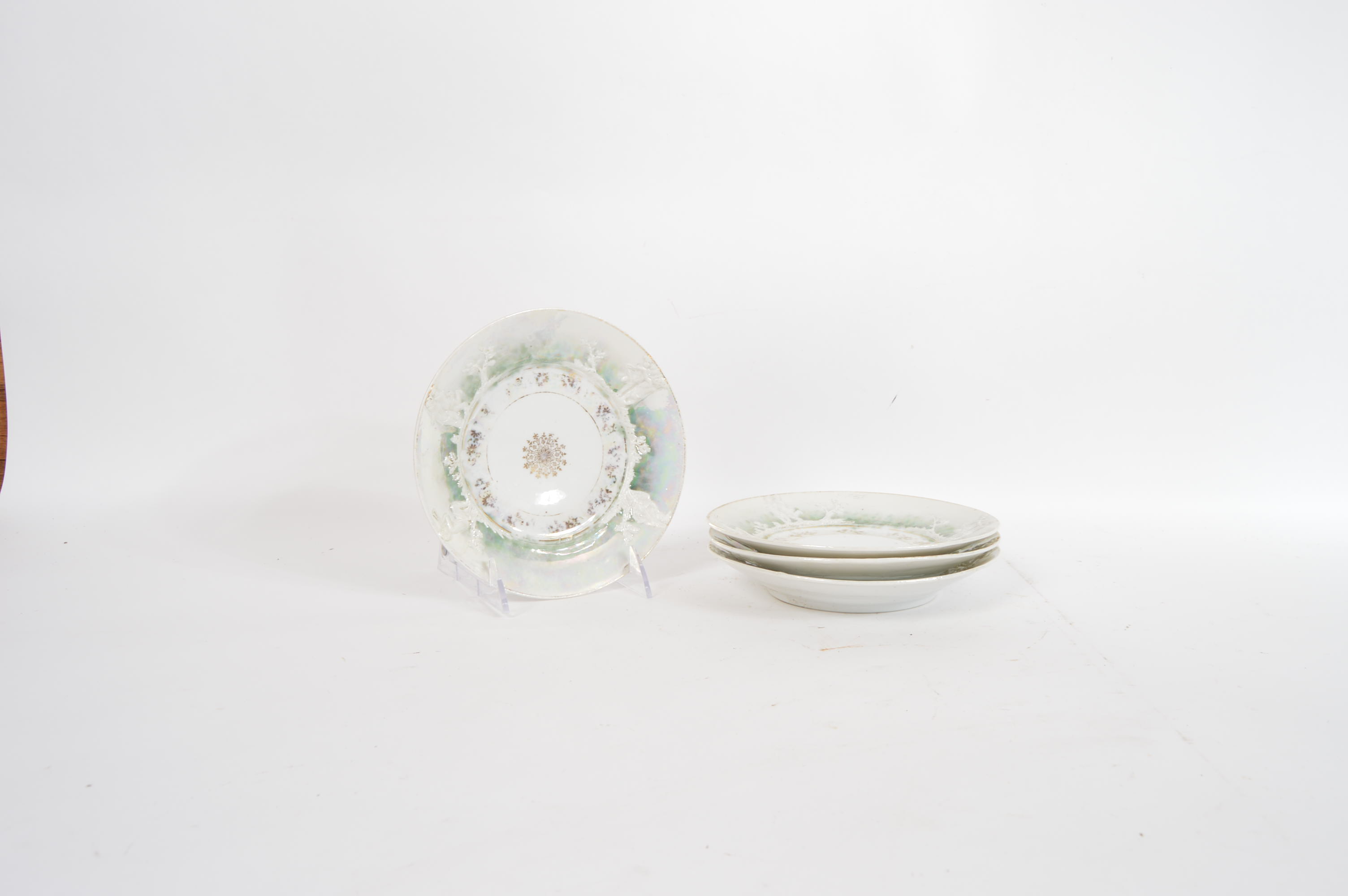 Four Antique Fine China Dessert Plates