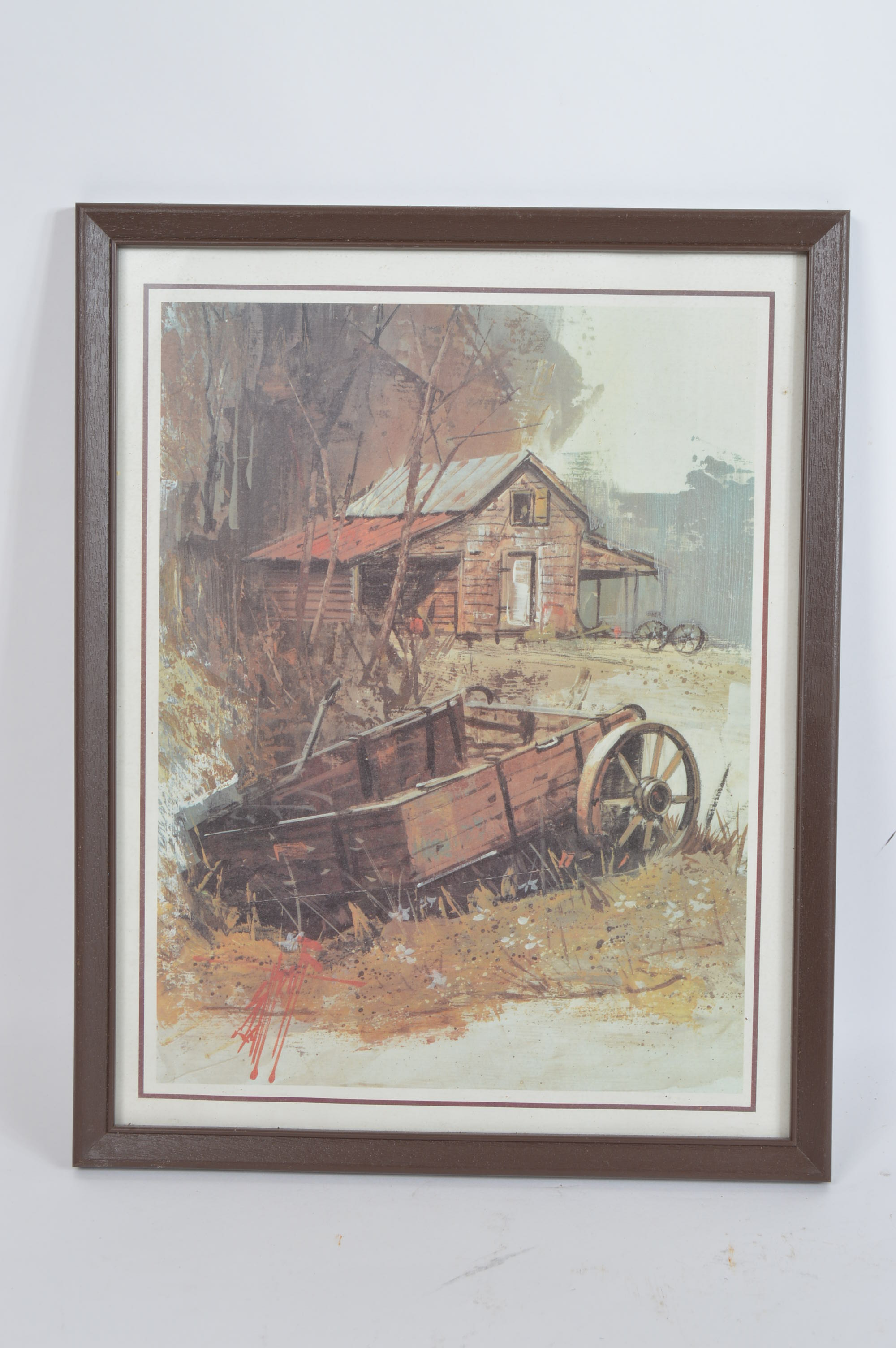 Pair of Framed Offset Lithograph Farm Scenes