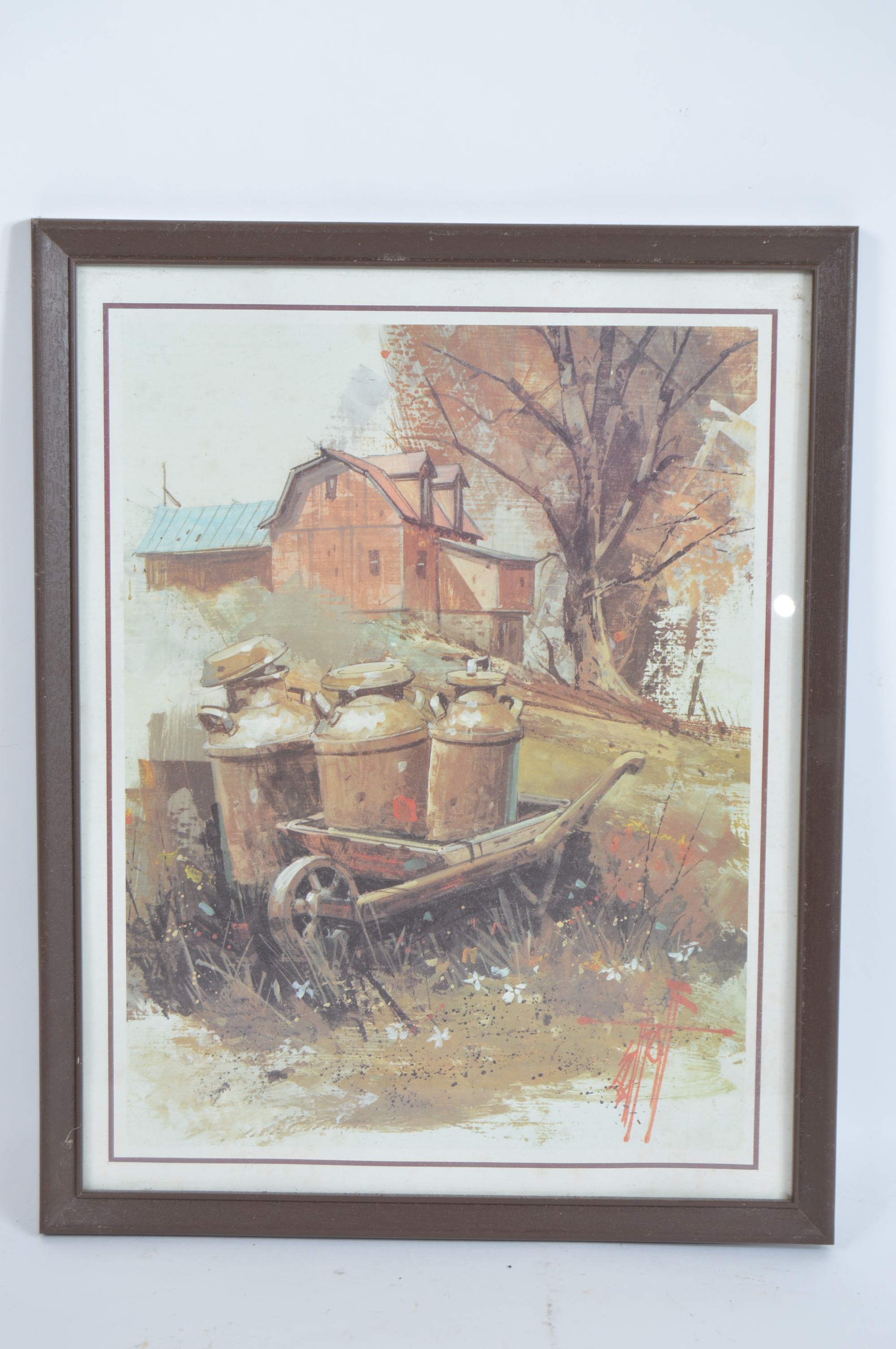 Pair of Framed Offset Lithograph Farm Scenes