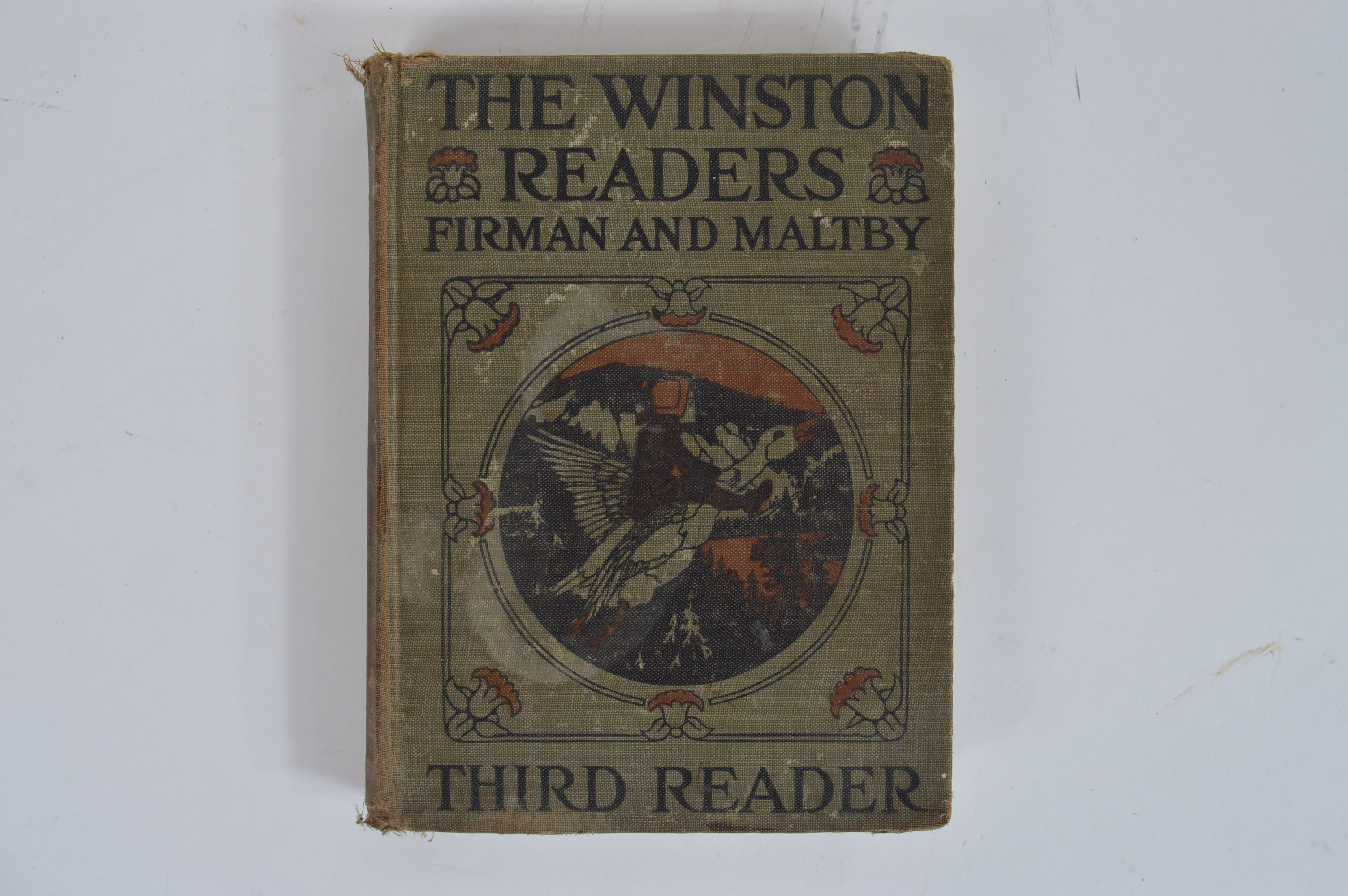 Antique and Vintage Educational Books and Wooden Bookshelf