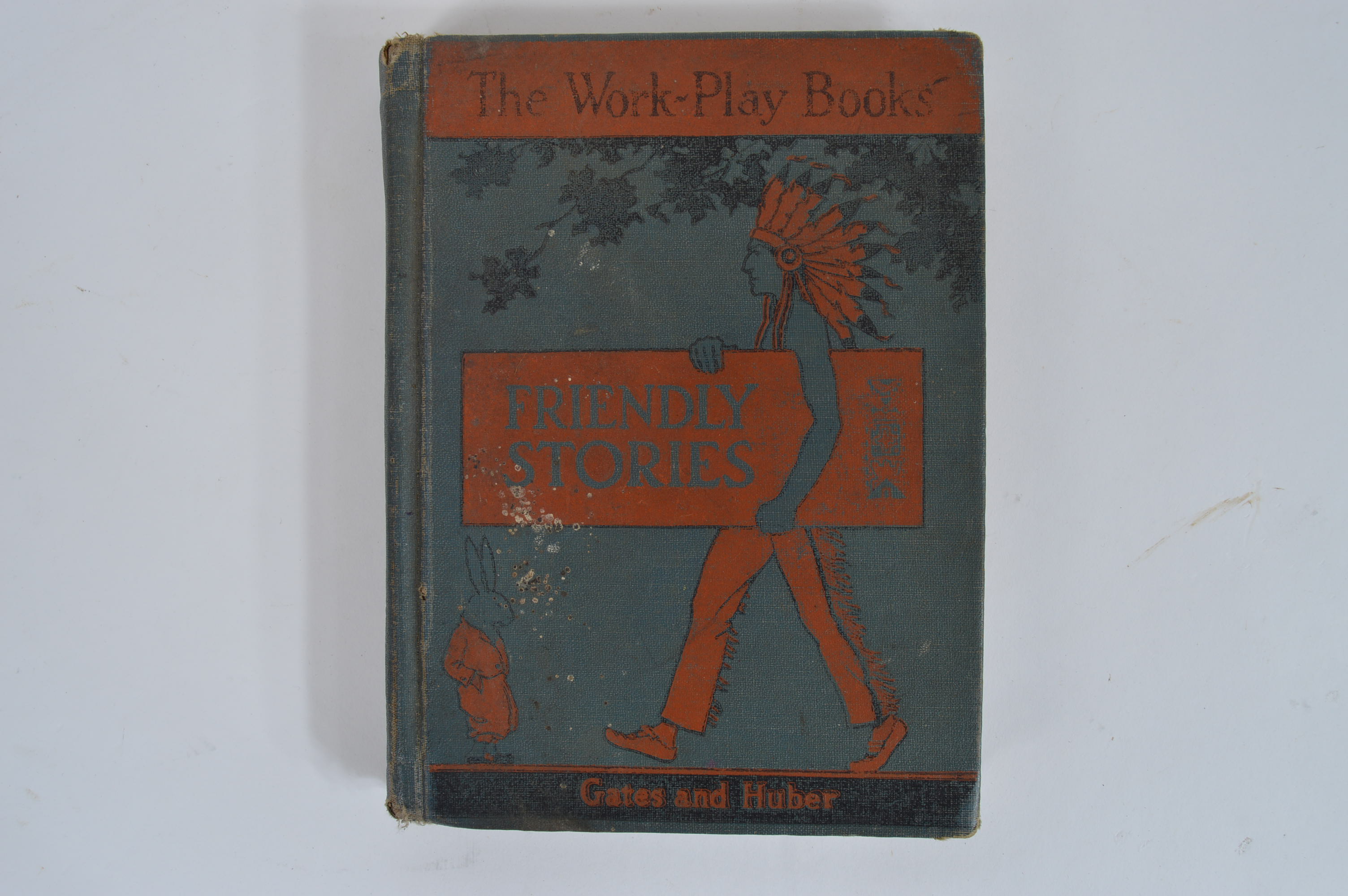 Antique and Vintage Educational Books and Wooden Bookshelf