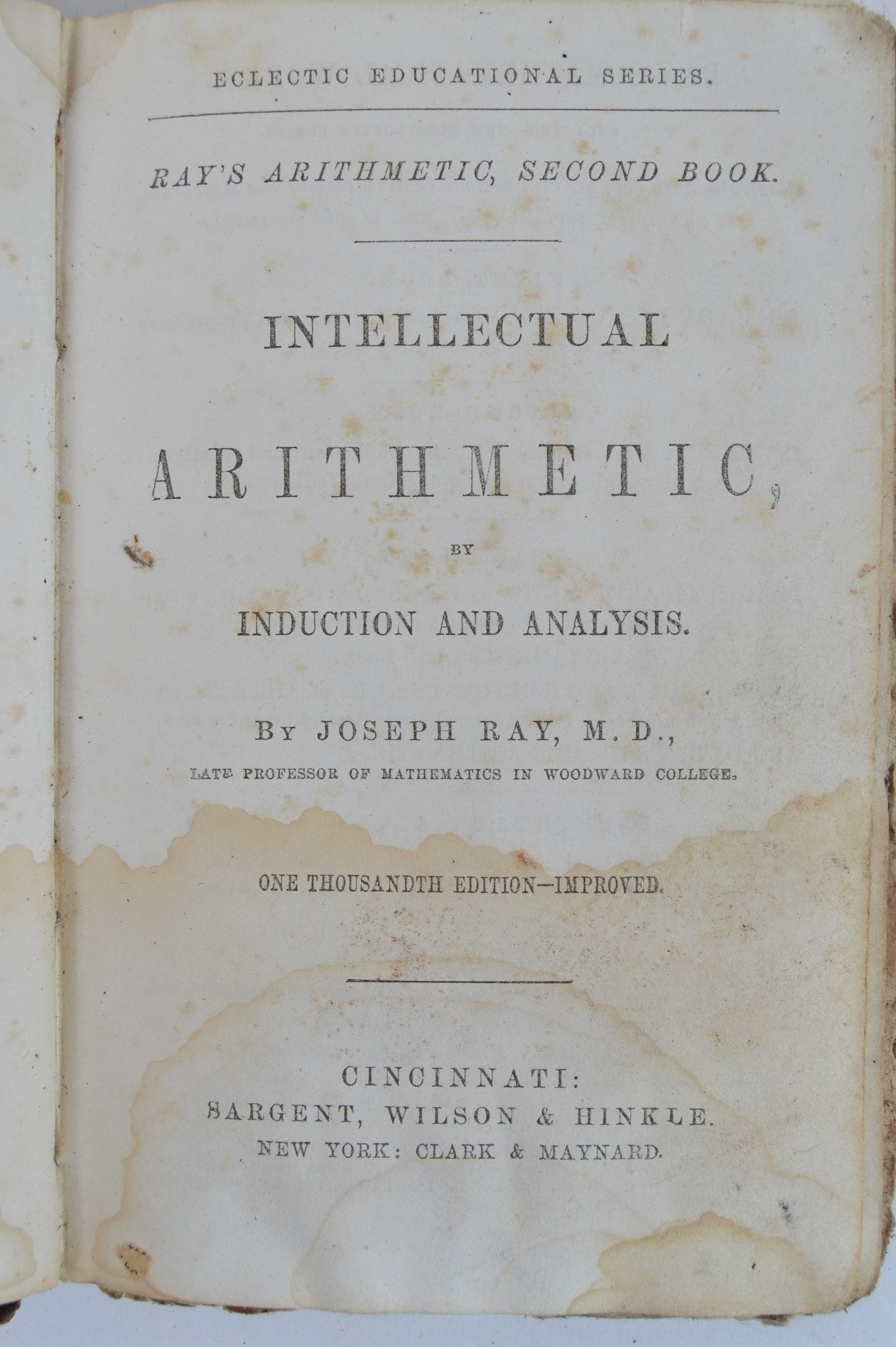 Antique and Vintage Educational Books and Wooden Bookshelf