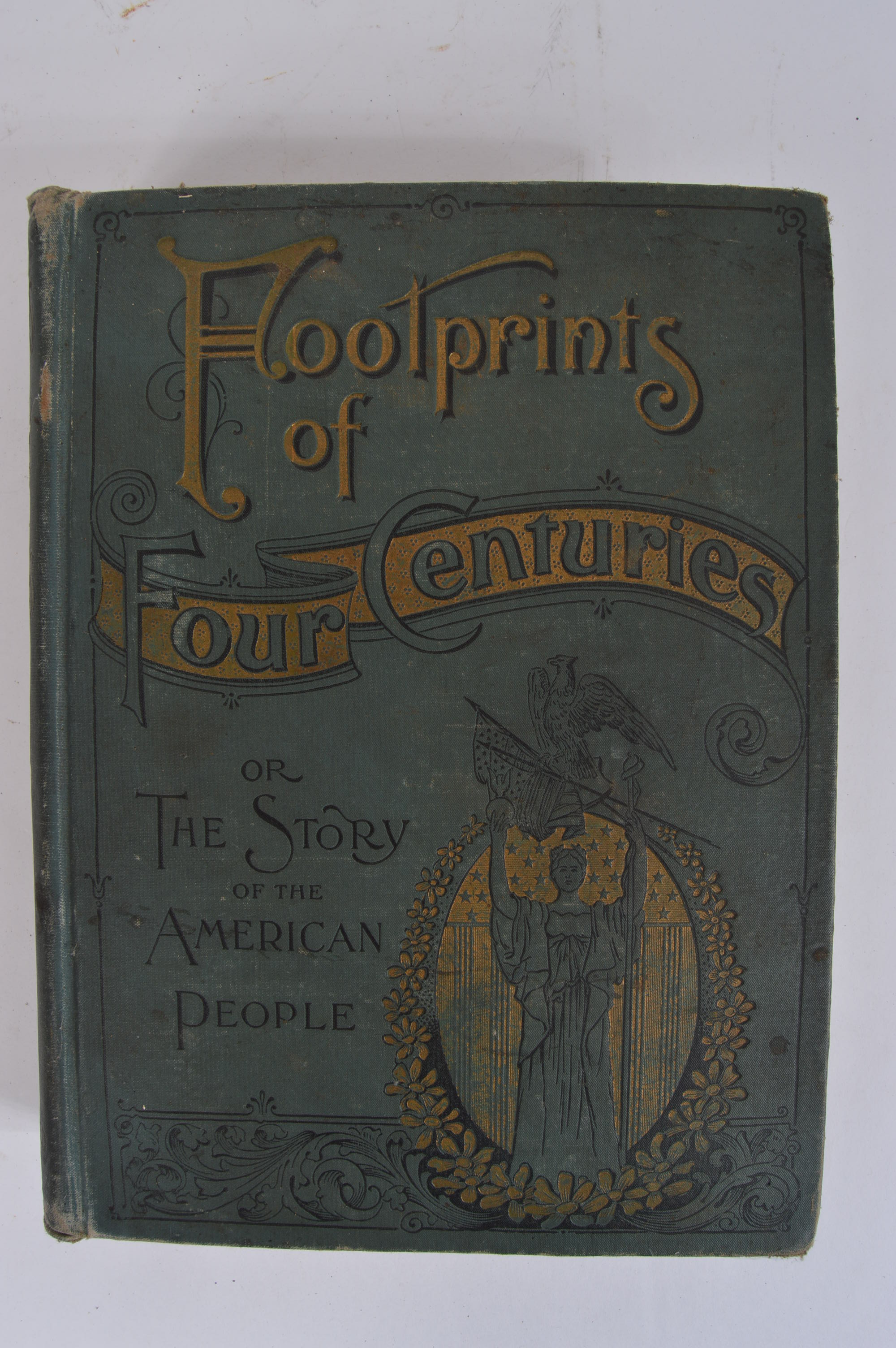 Antique and Vintage Educational Books and Wooden Bookshelf