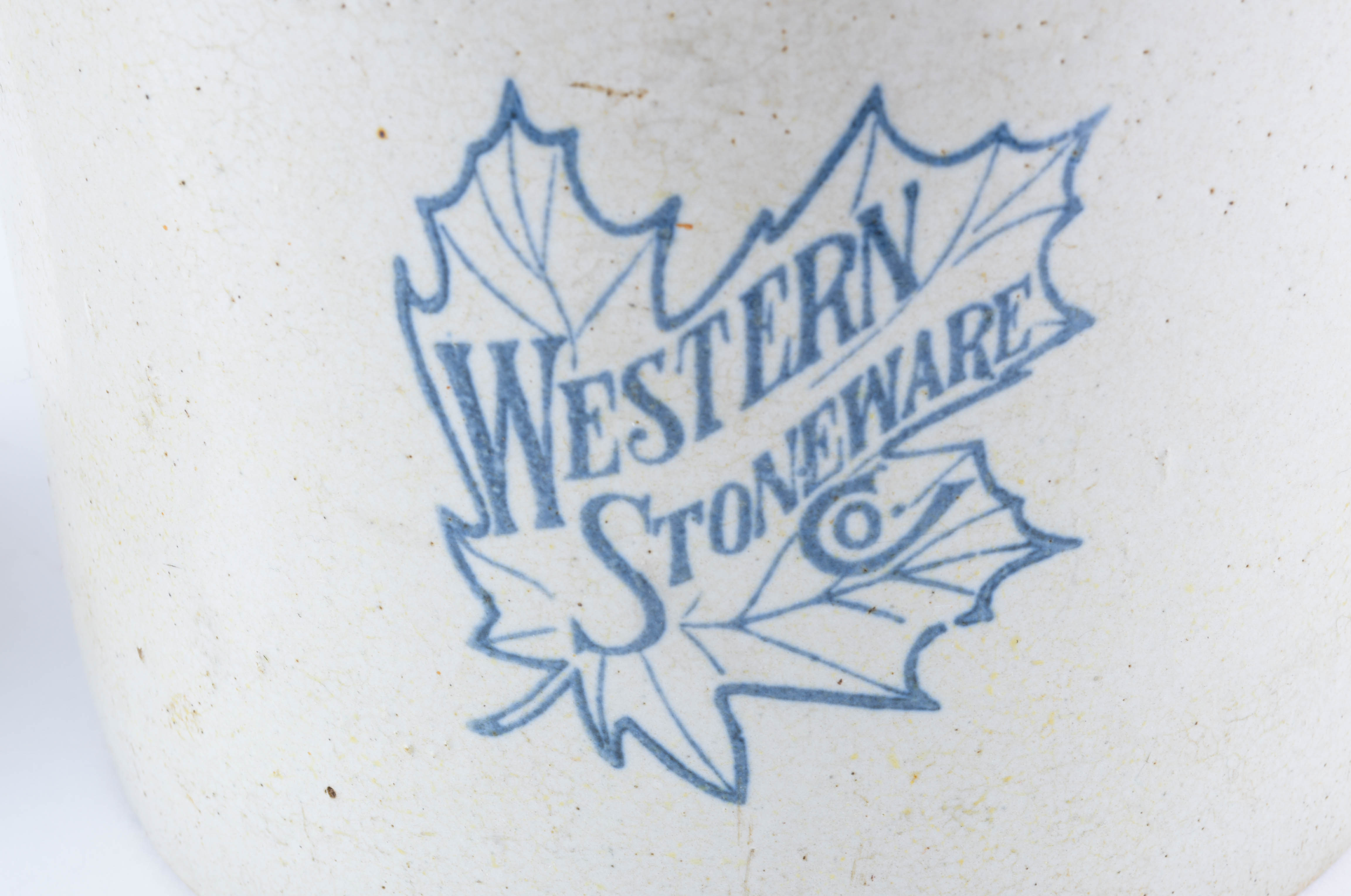 Western Stoneware "Maple Leaf" Two Gallon Crock and Smaller Crock