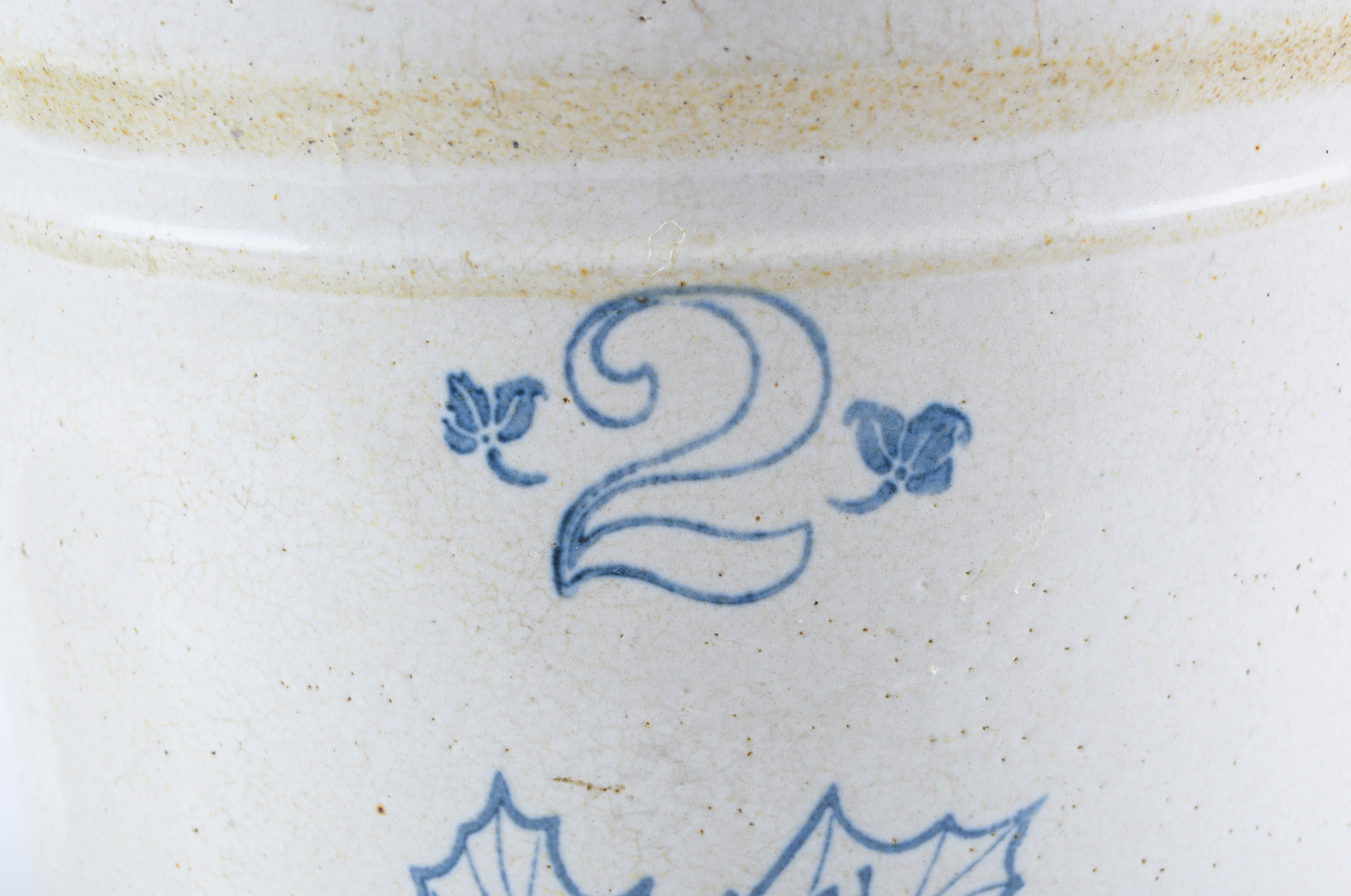 Western Stoneware "Maple Leaf" Two Gallon Crock and Smaller Crock