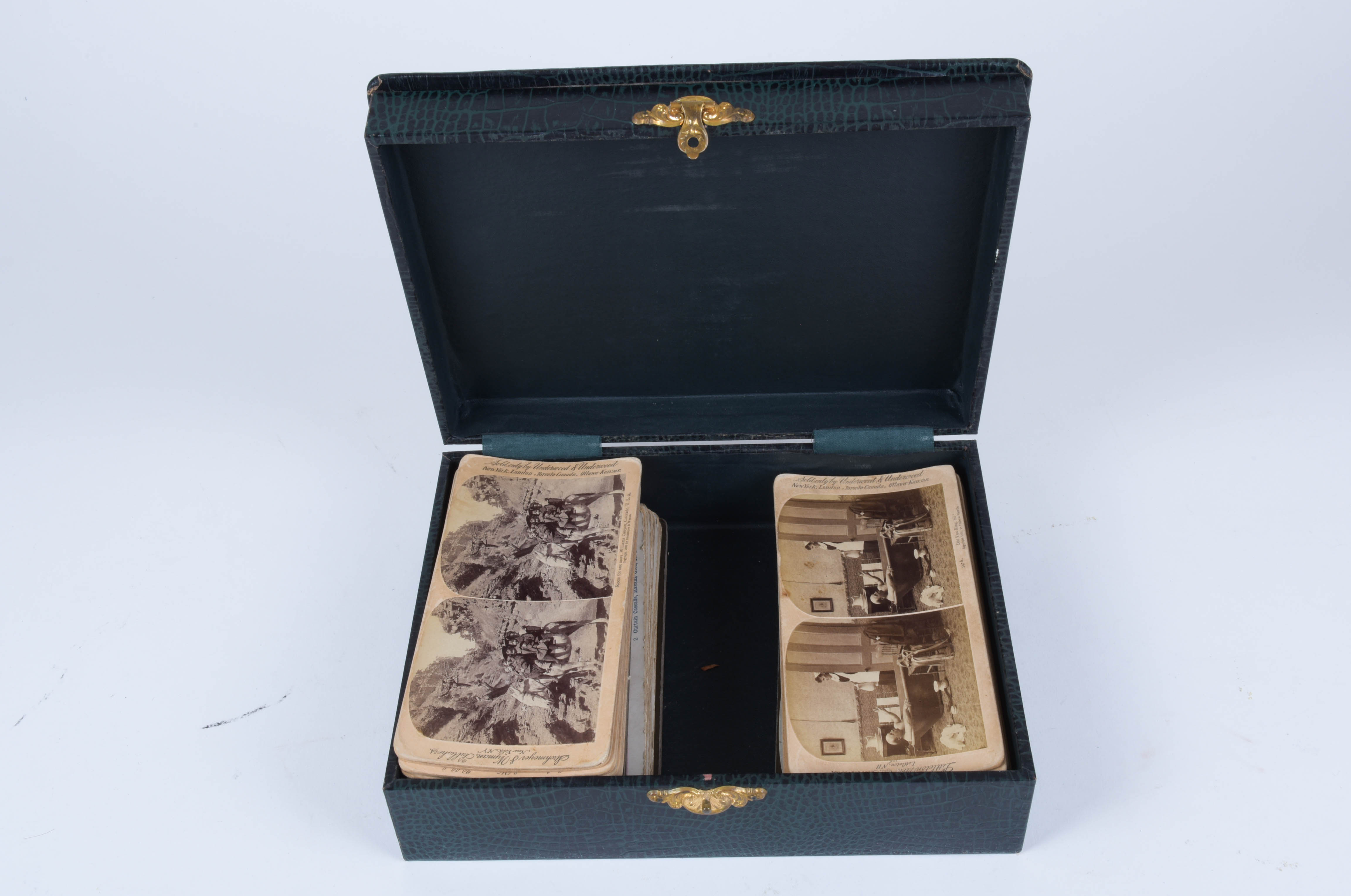 Keystone No. 35 Stereoscope, Stereoviews and Postcards in Case