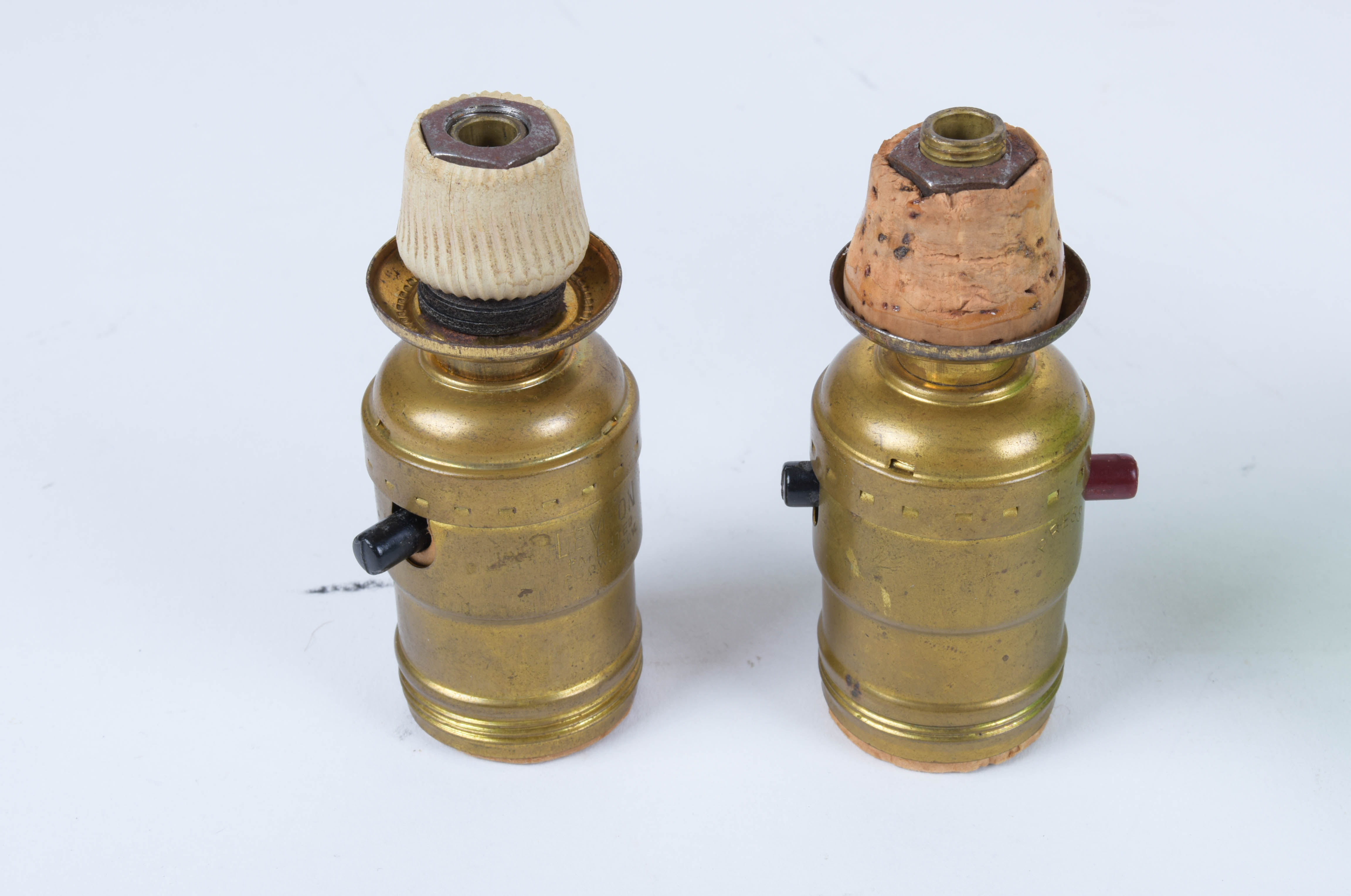 Pair of Green Hobnail Glass Lamp Bases and Parts