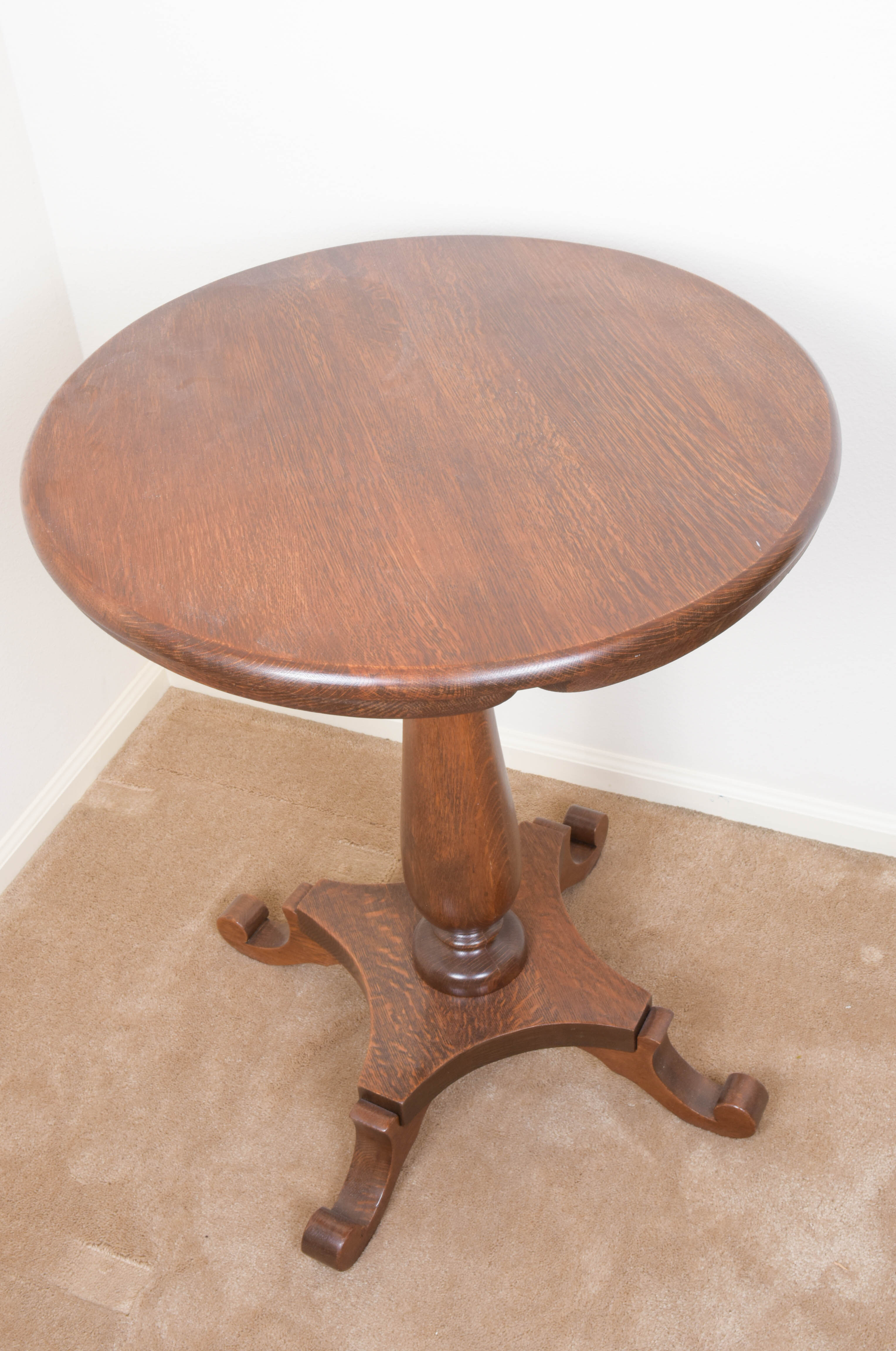 Round Walnut Pedestal Table