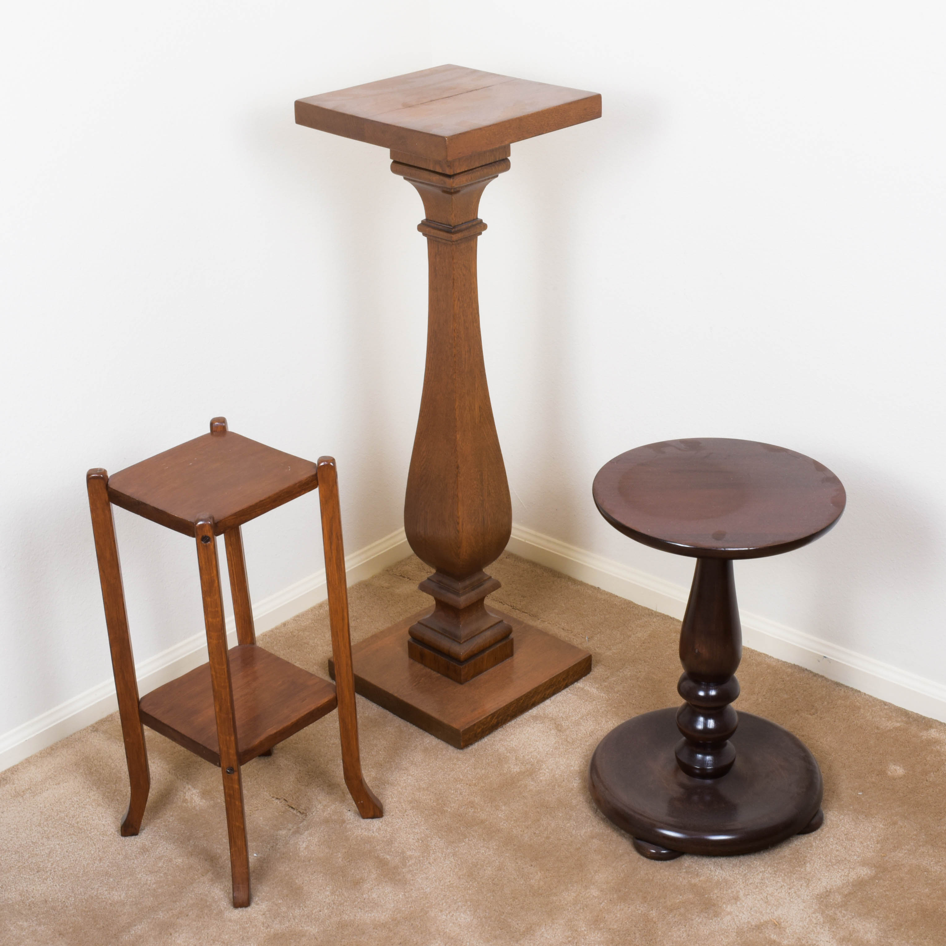 Trio of Wood Pedestals