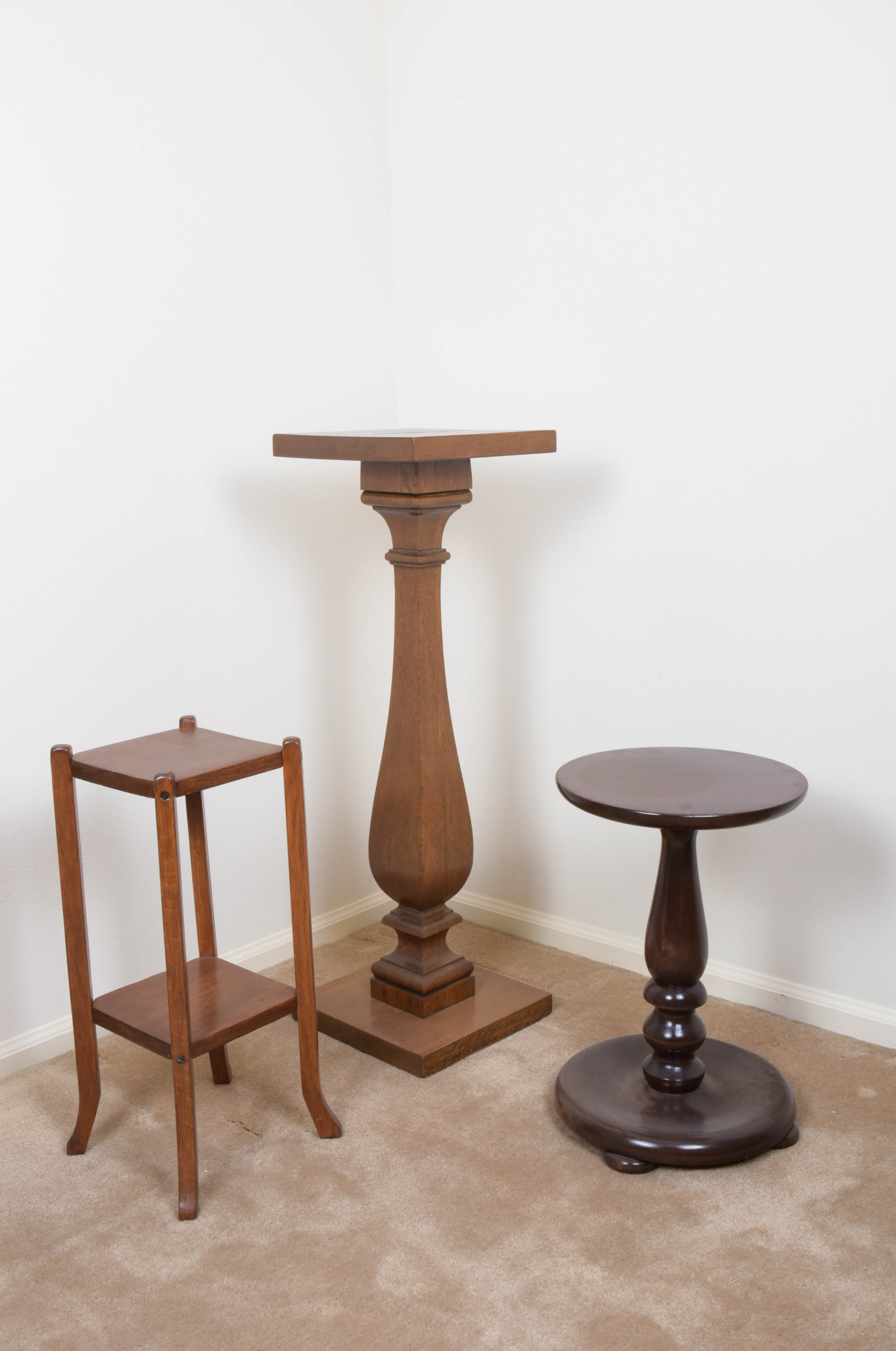 Trio of Wood Pedestals