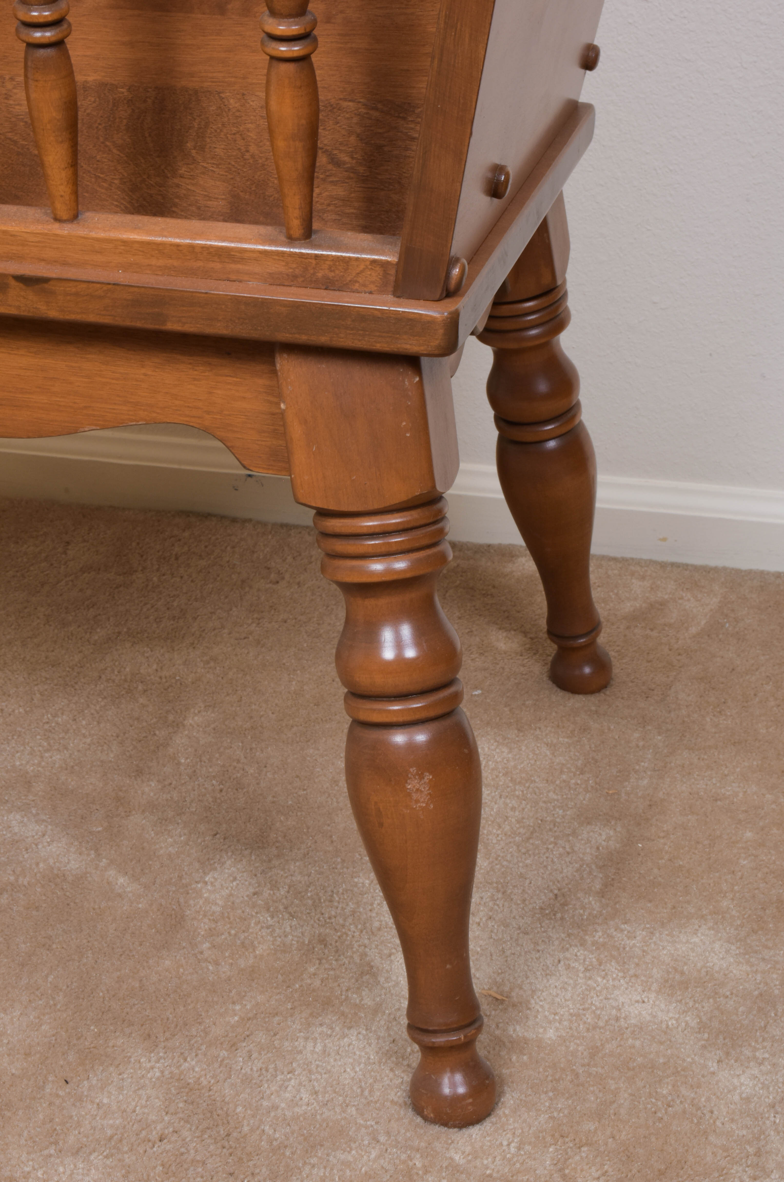 Vintage Colonial Style Maple Storage End Table