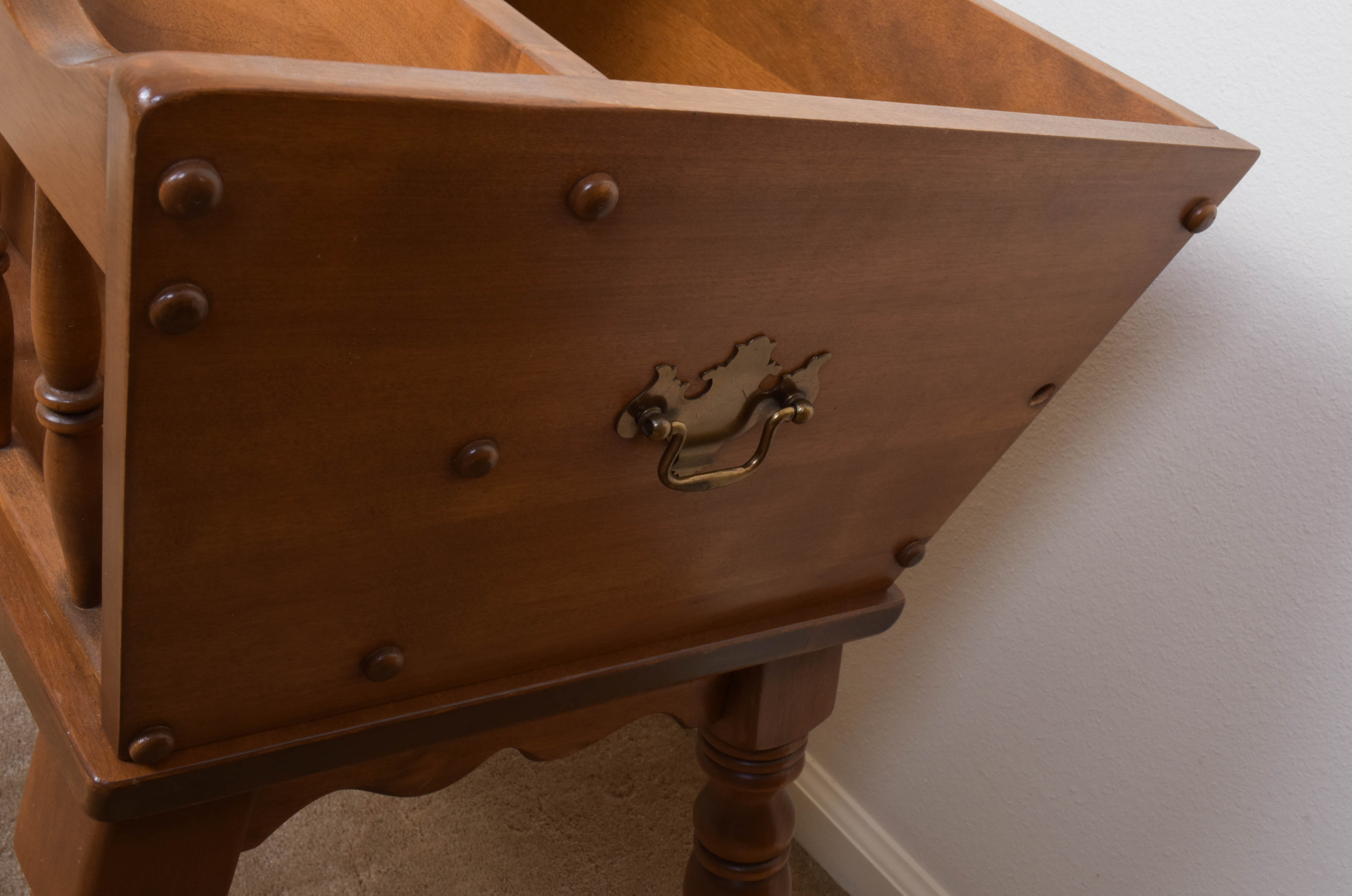 Vintage Colonial Style Maple Storage End Table