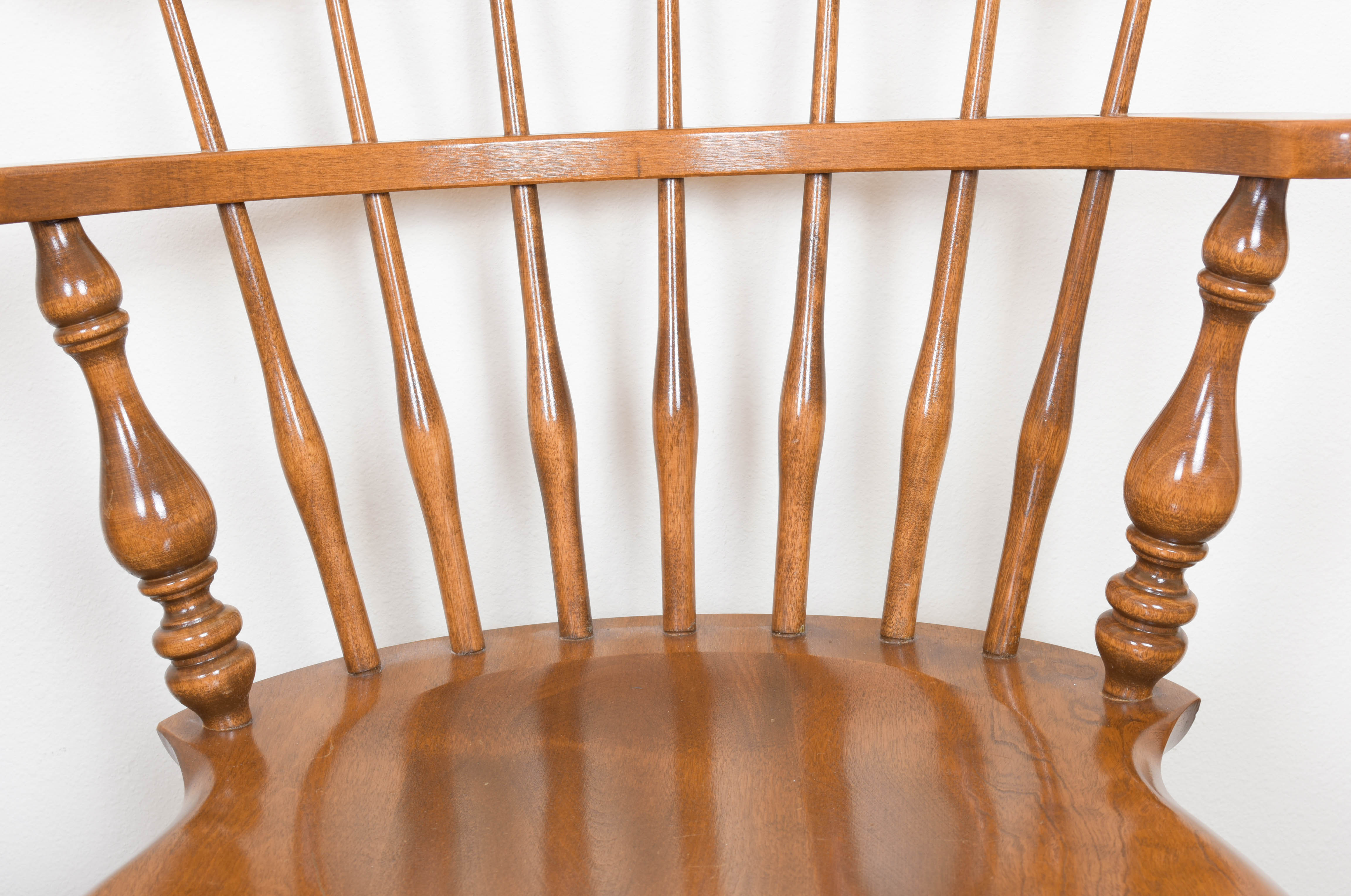 Set of Four Ethan Allen Maple Swivel Chairs