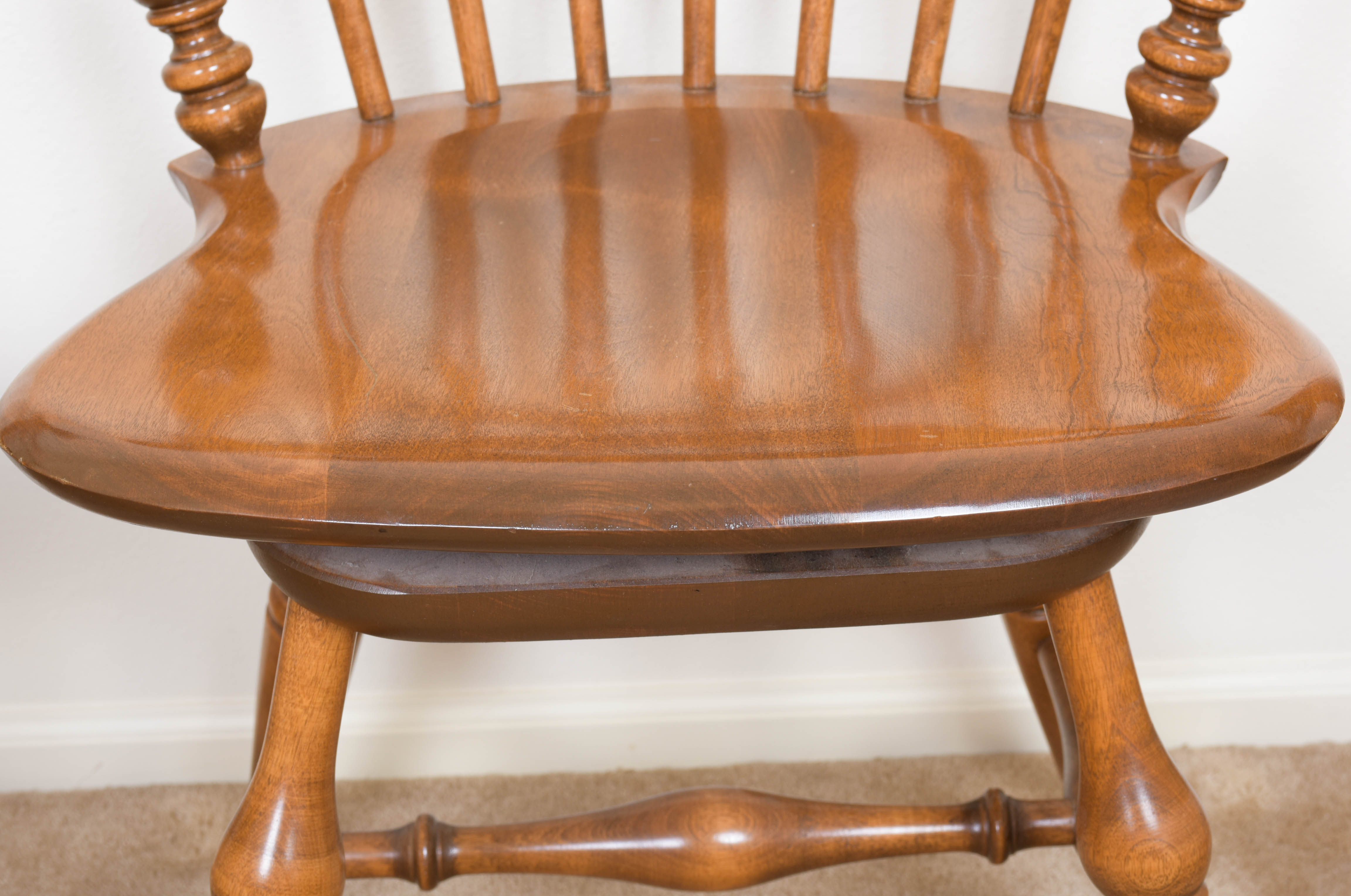 Set of Four Ethan Allen Maple Swivel Chairs