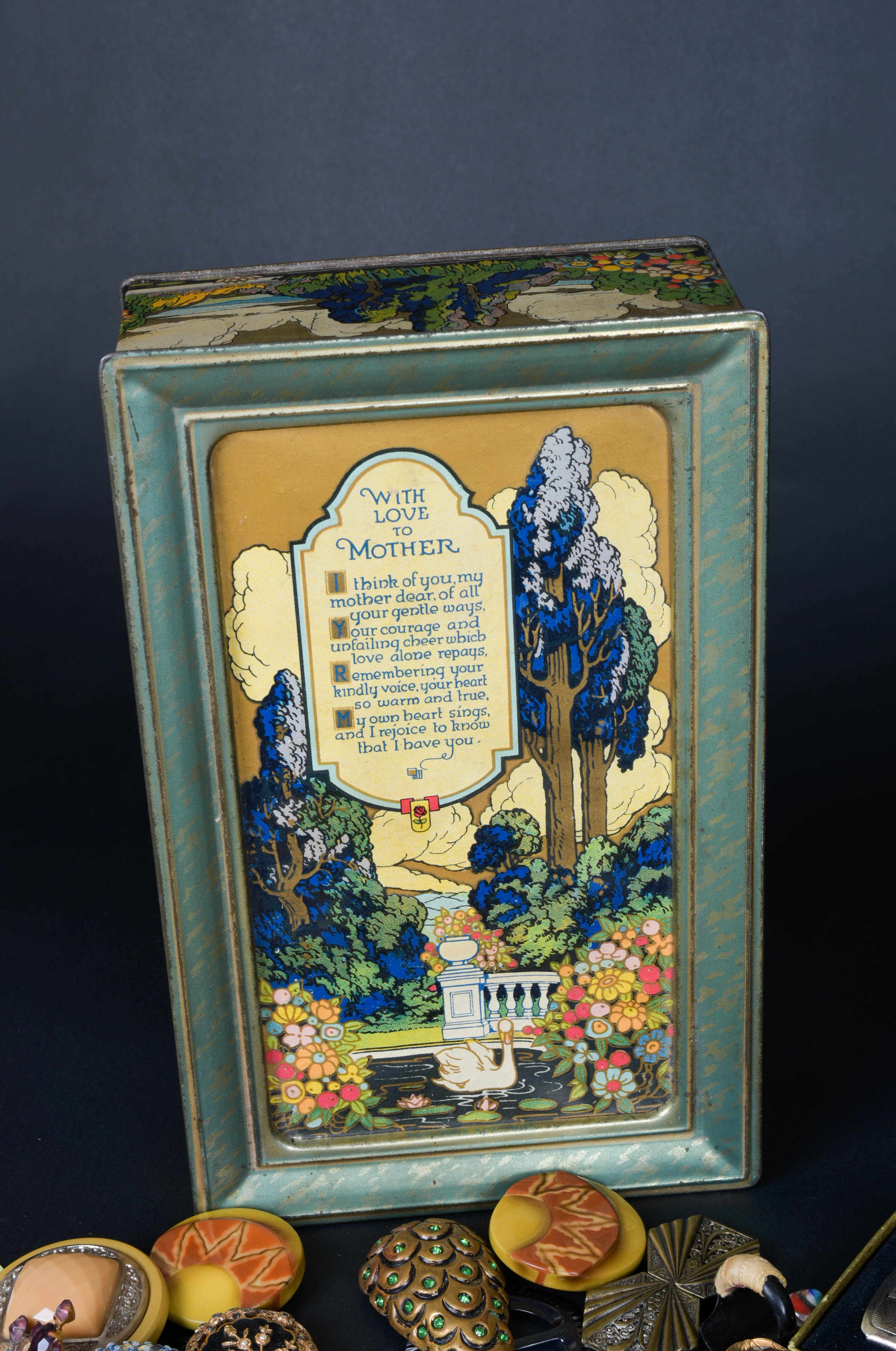 Vintage "Motherhood" Tin and Fashion Accessories