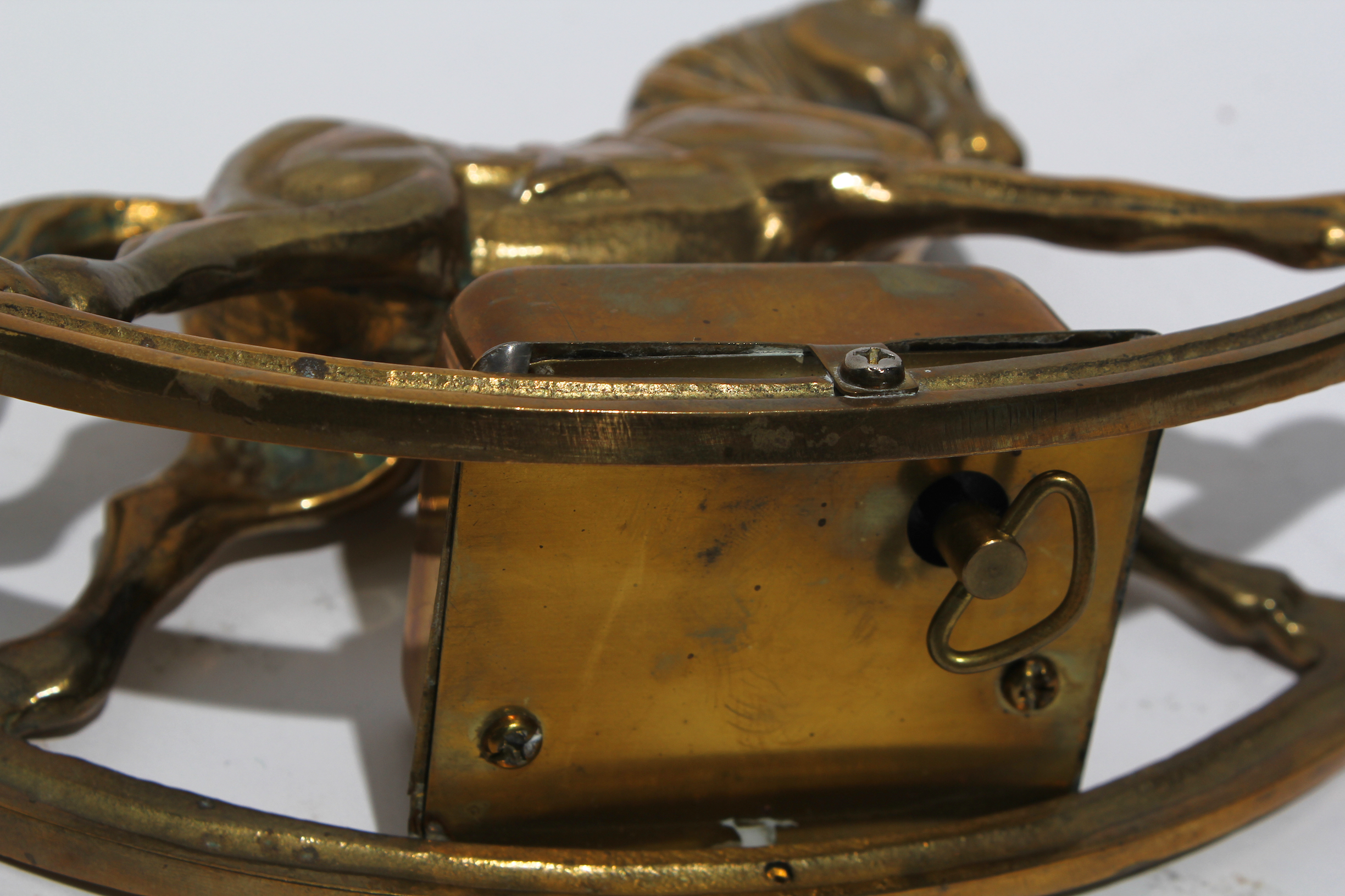 Grouping of Brass Decor with Rocking Horse Music Box