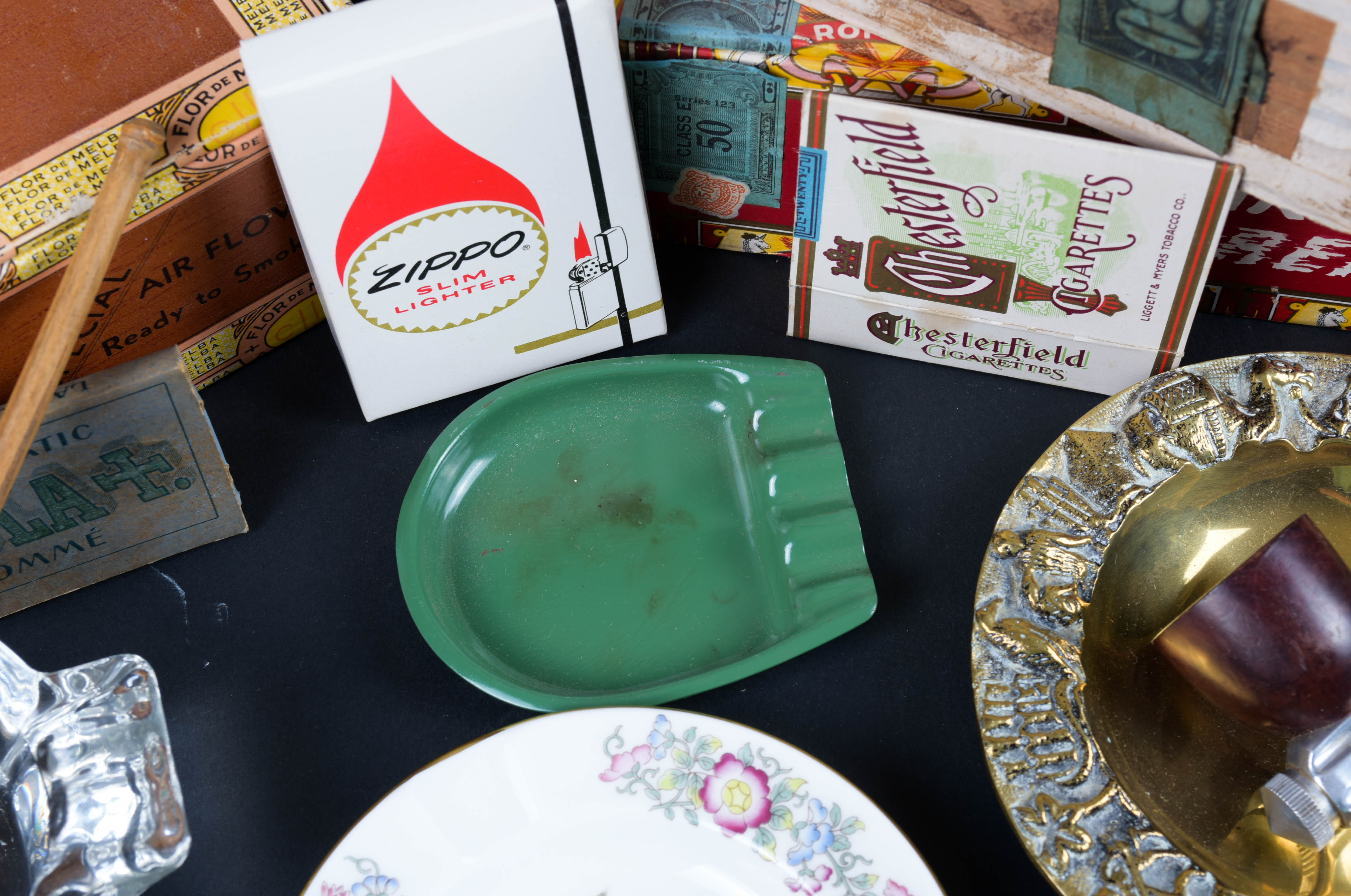 Cigar Boxes, Vintage Lighters, Ash Receivers and Other Tobacciana