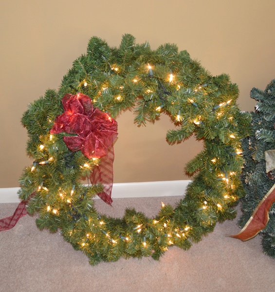 Four Faux Pine Decorative Wreaths