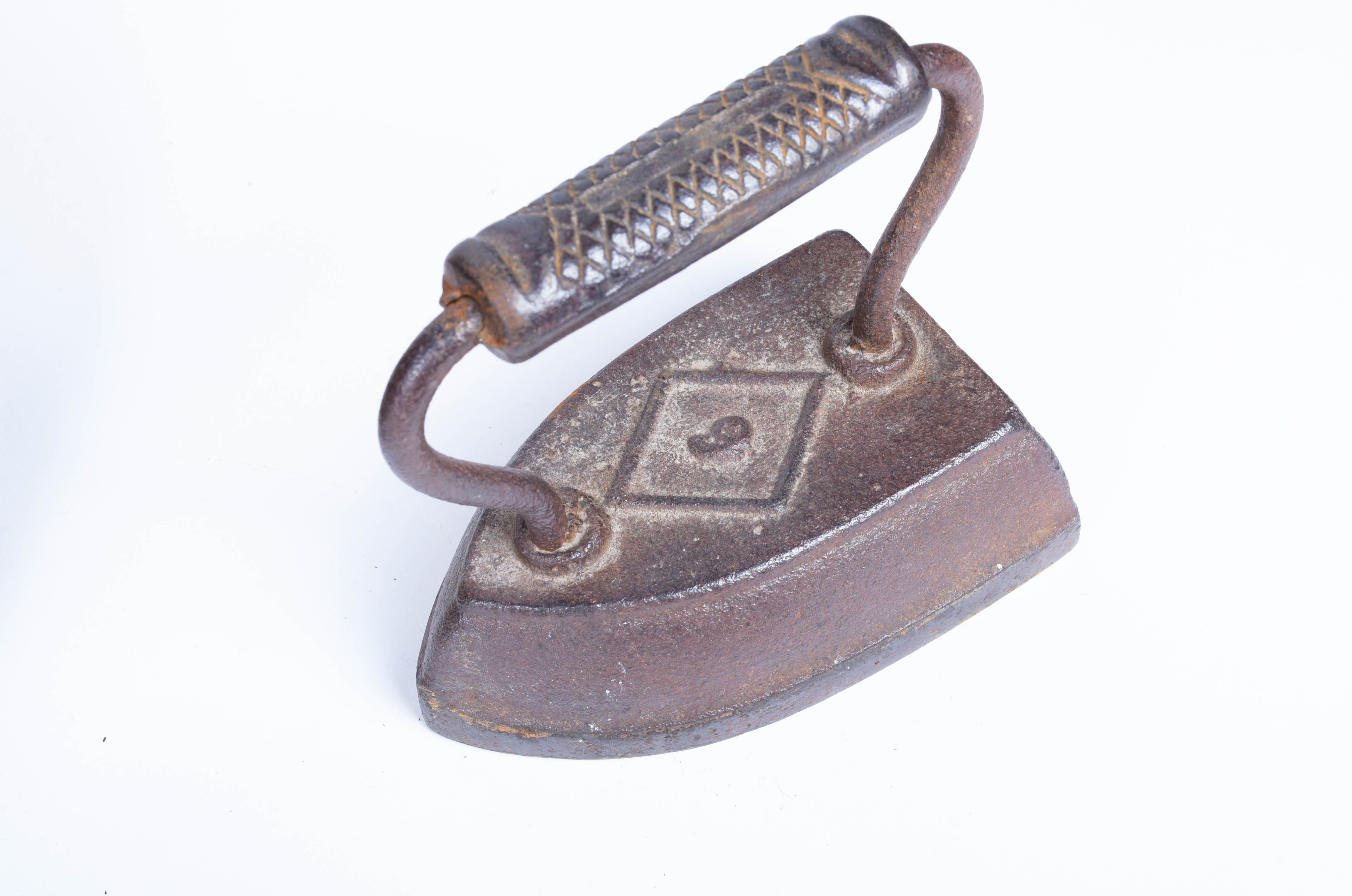 Sad Iron Collection in a Vintage Fruit Crate