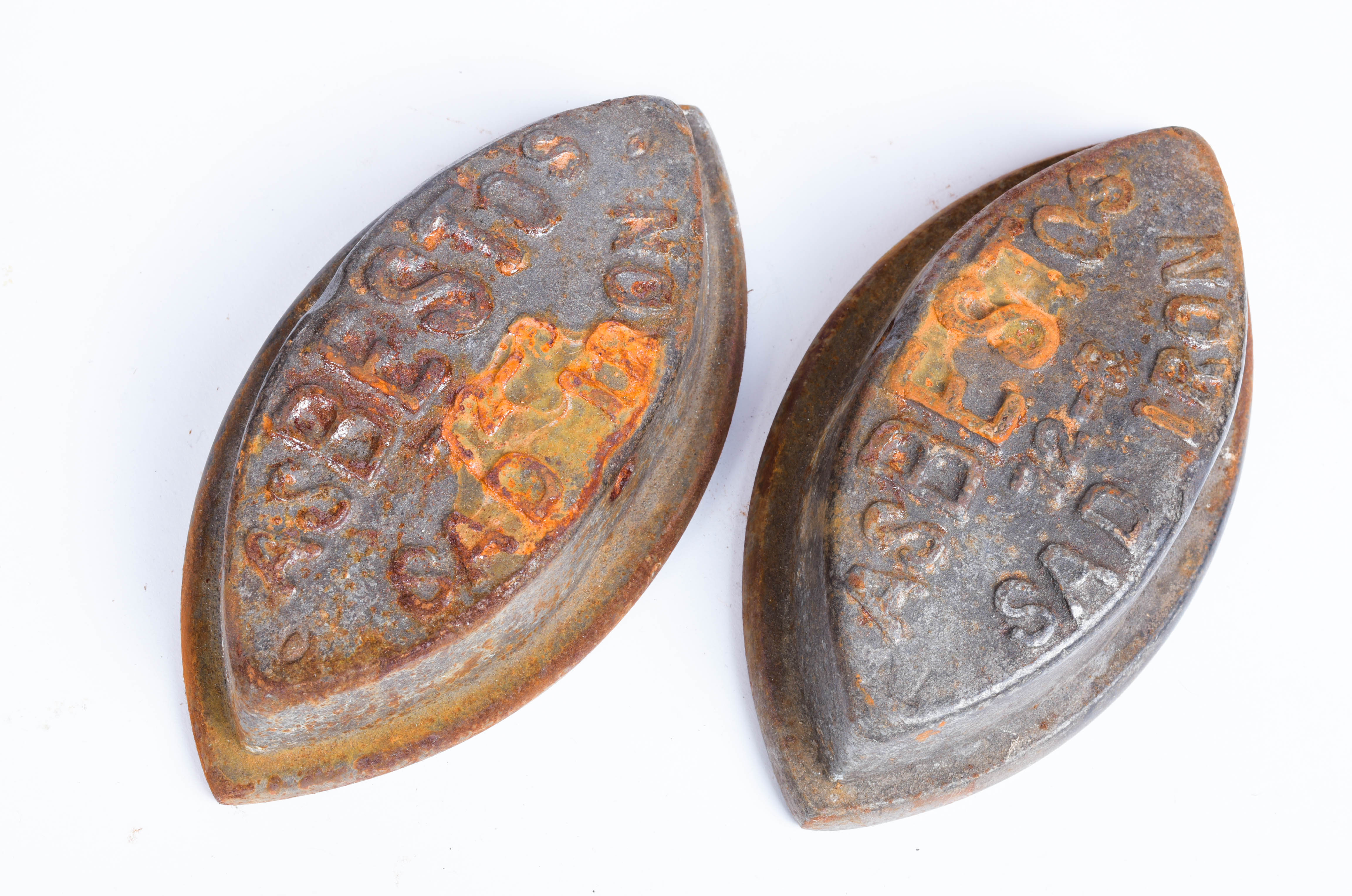 Sad Iron Collection in a Vintage Fruit Crate