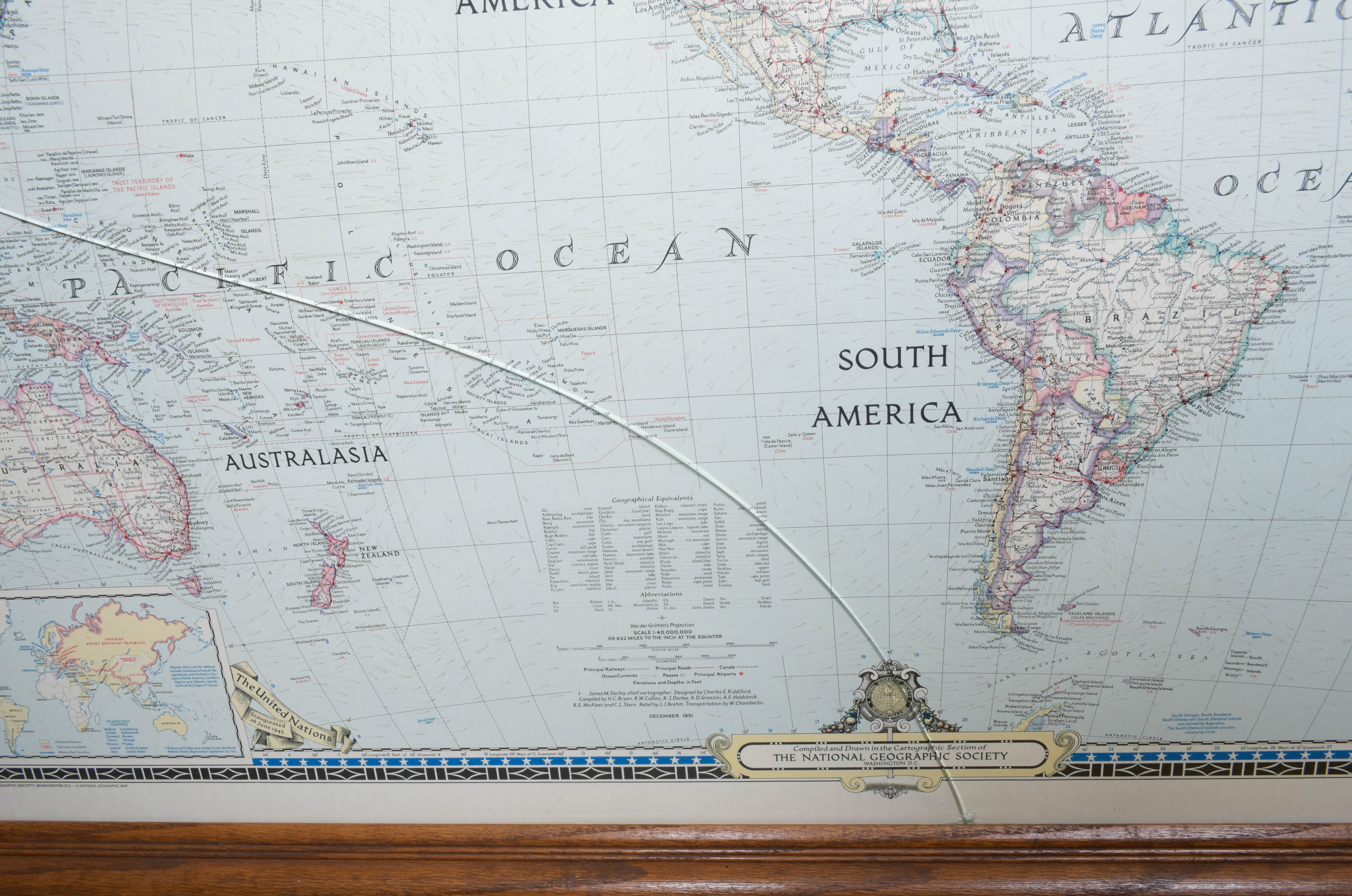 Framed National Geographic Magazine Map of the World