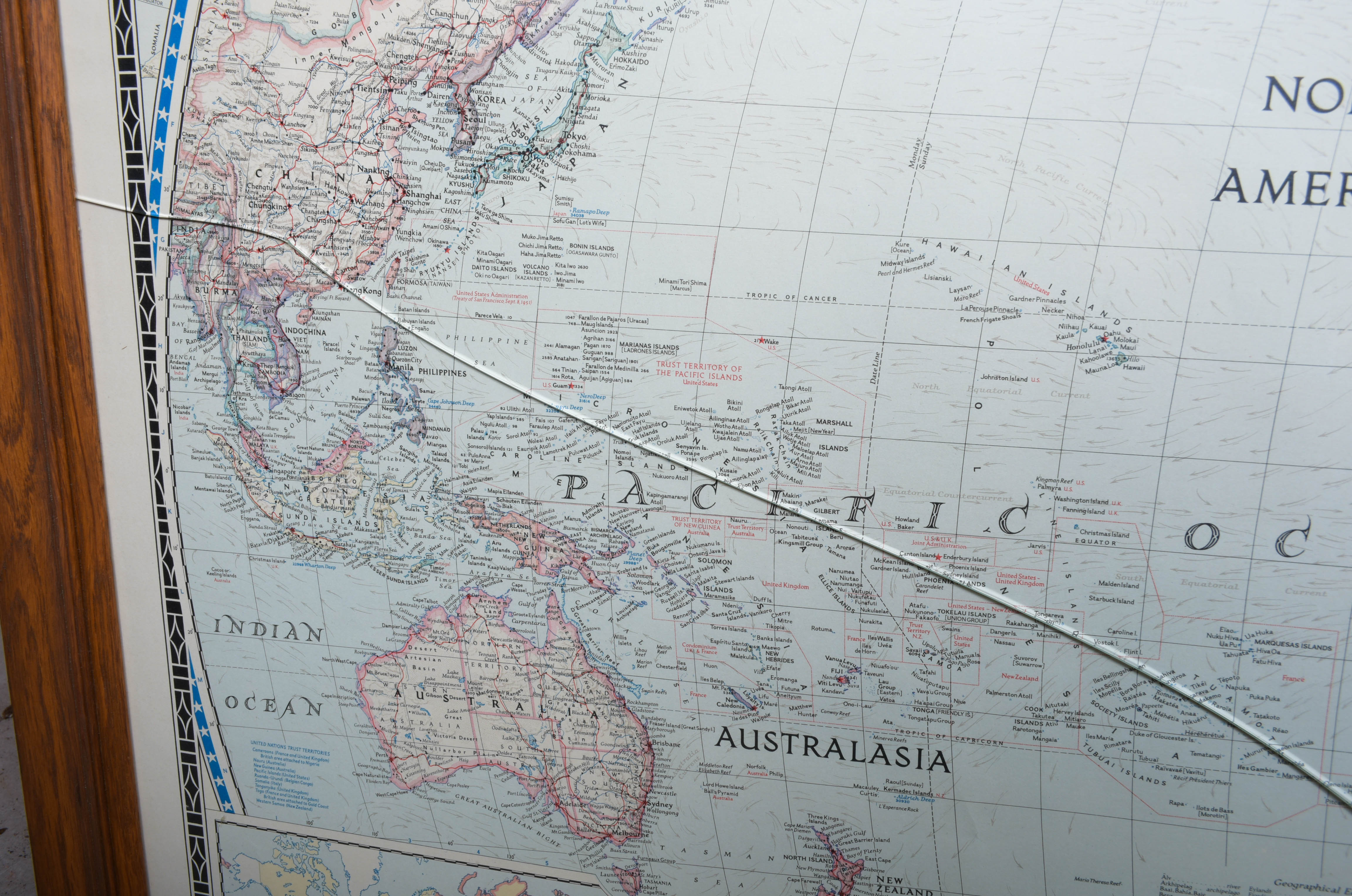 Framed National Geographic Magazine Map of the World