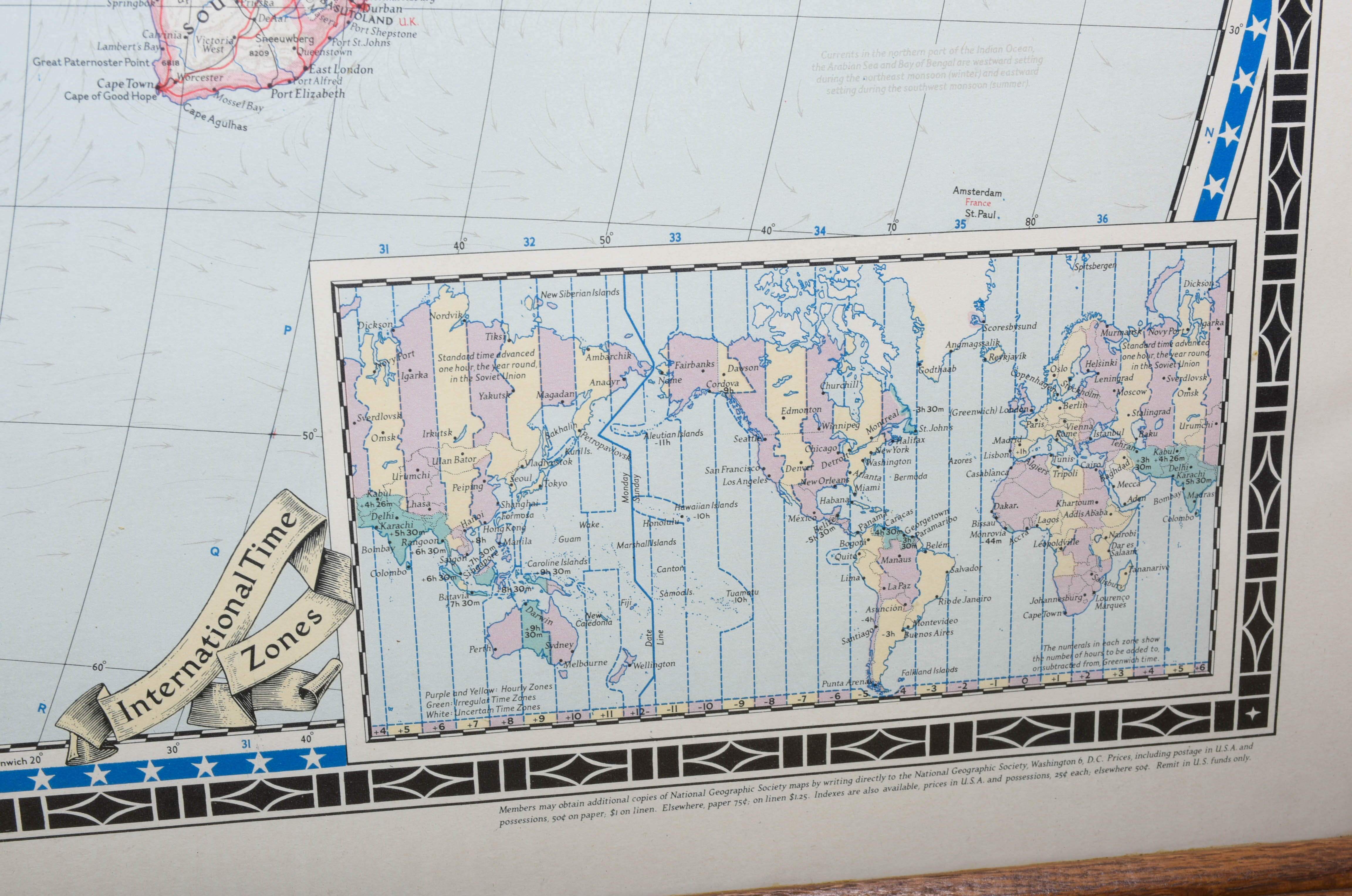 Framed National Geographic Magazine Map of the World