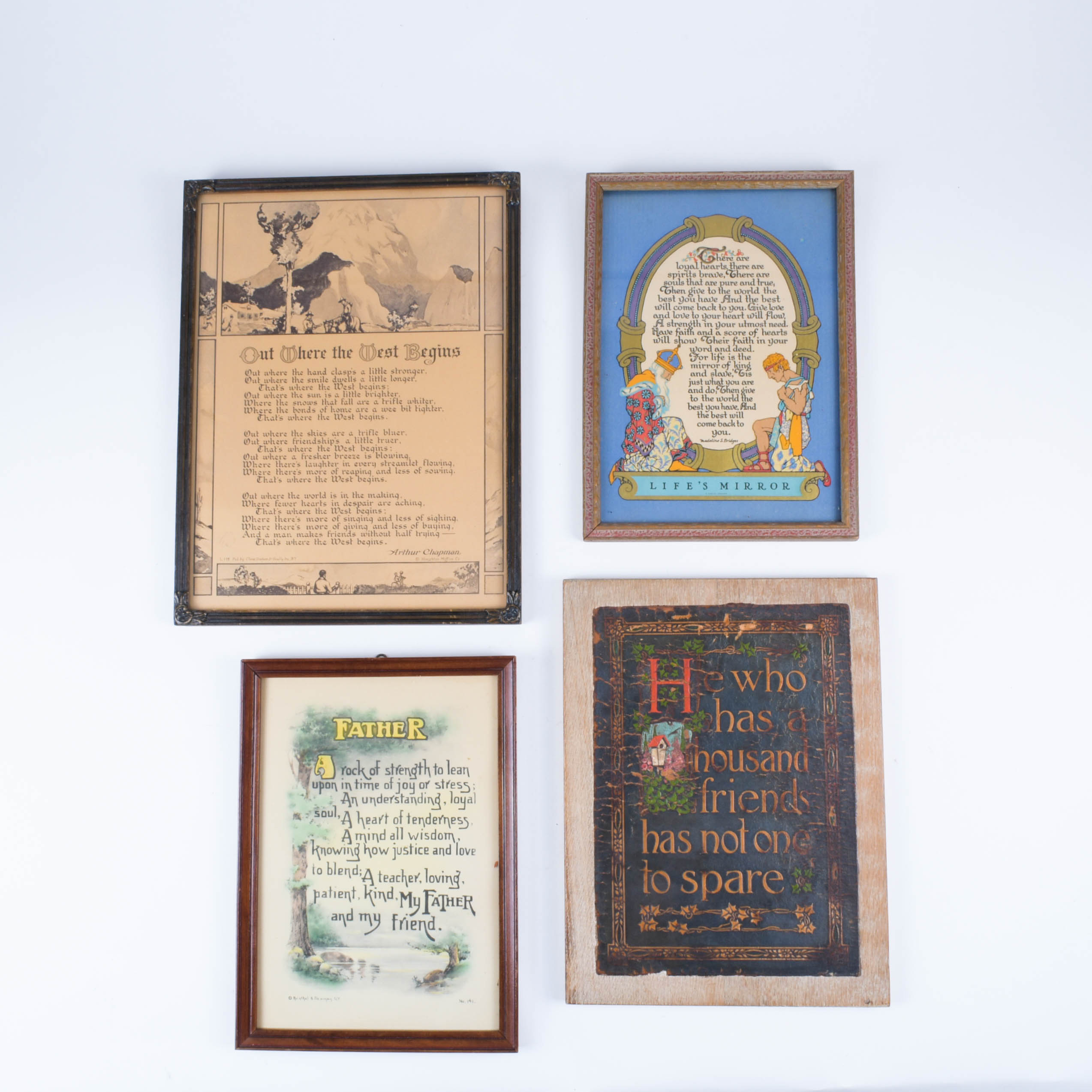 Four Sentimental Framed Vintage Prints