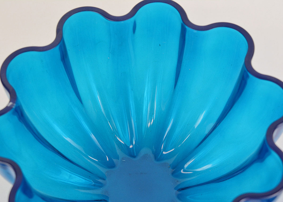 Blenko Blue Glass Floral Bowls