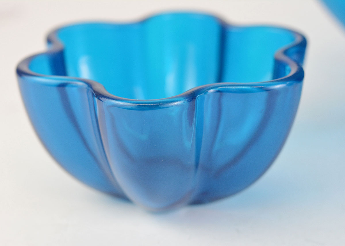Blenko Blue Glass Floral Bowls