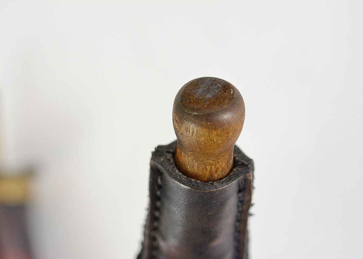 Vintage Leather and Brass Powder Flasks