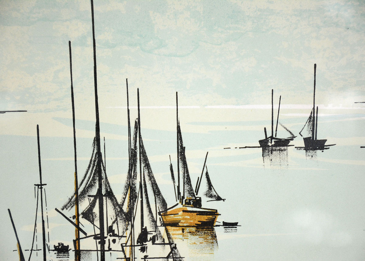 Signed, Limited Edition Harbor Scene by Claude Casati