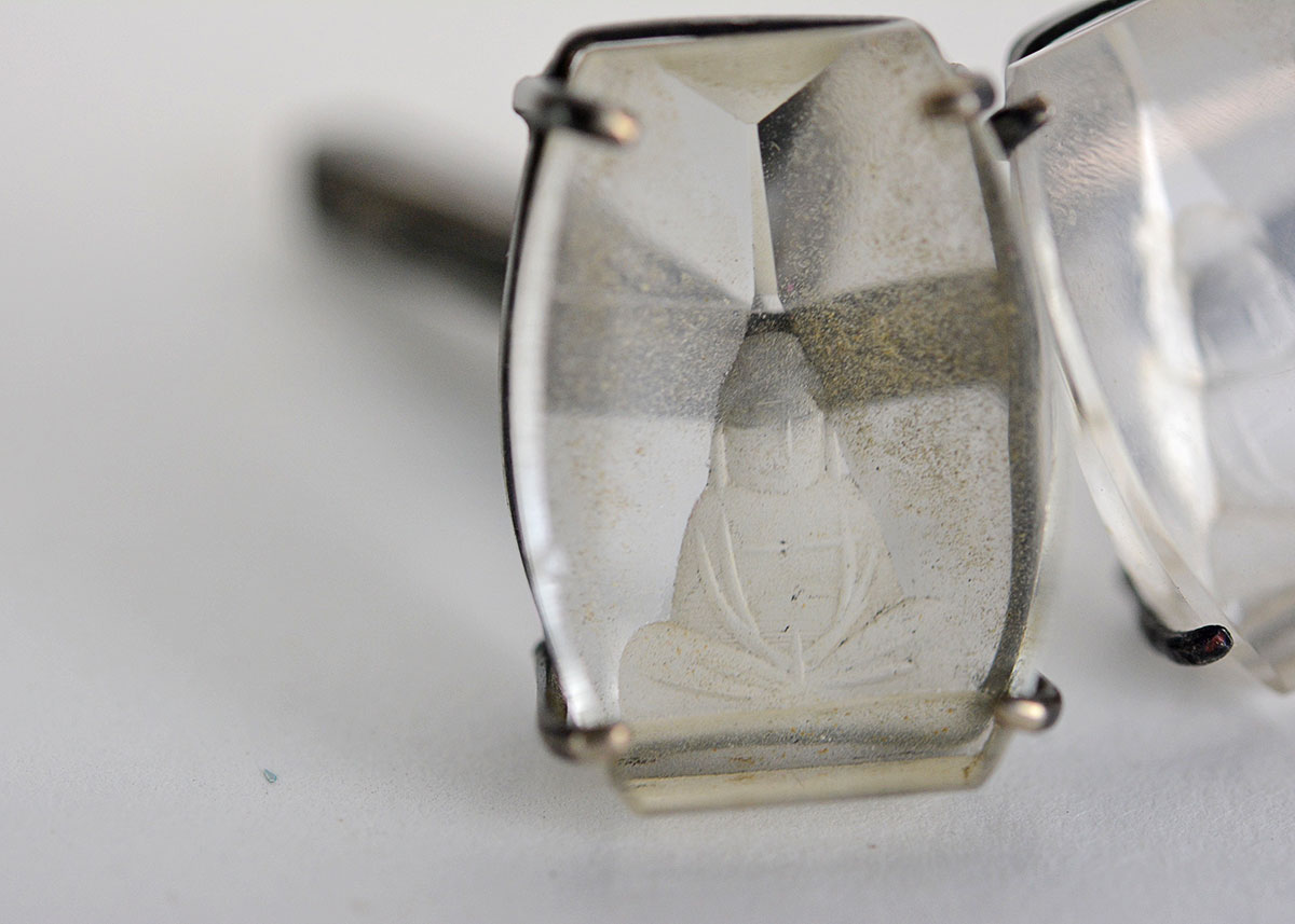 Silver and Etched Glass Siddhartha Cufflinks
