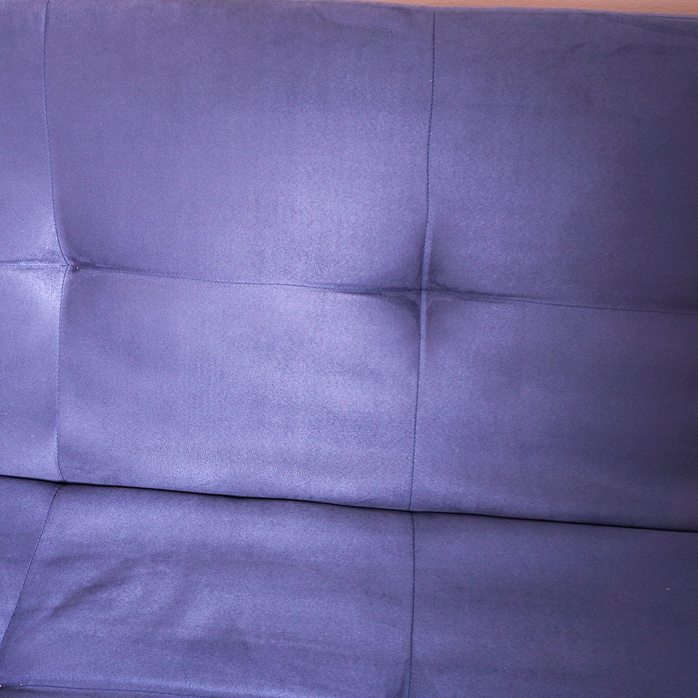 Contemporary Tufted Blue Microsuede Fabric Convertible Loveseat