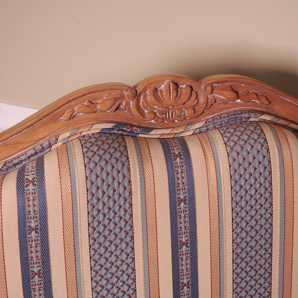 Louis XV Style Fauteuil Armchair with Striped Upholstery