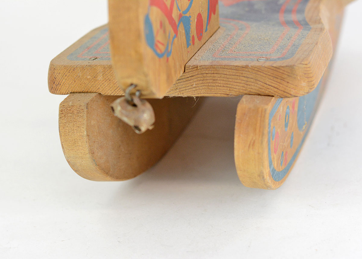 Vintage Red and Blue Wooden Doll's Rocking Horse